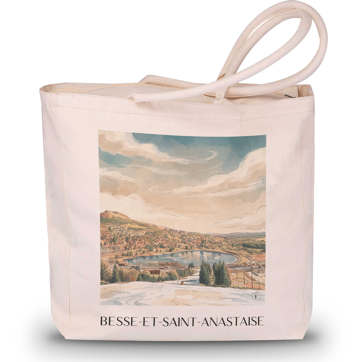besse-et-saint-anastaise-sancy-frankreich-einkaufstasche-aquarell