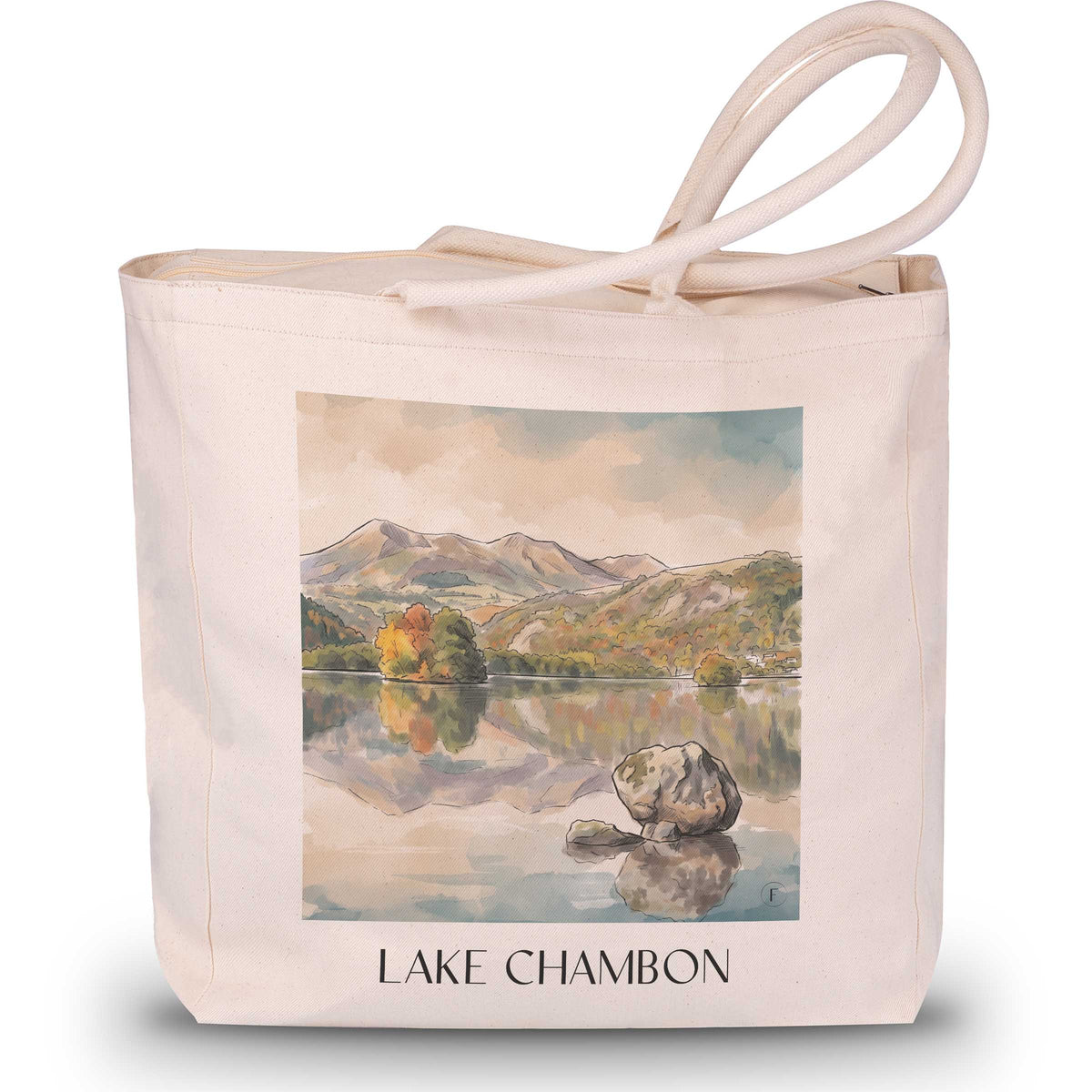Lac Chambon Shopping Tasche - Sancy - Frankreich Tote Bag - Einkaufstasche im Aquarell Stil