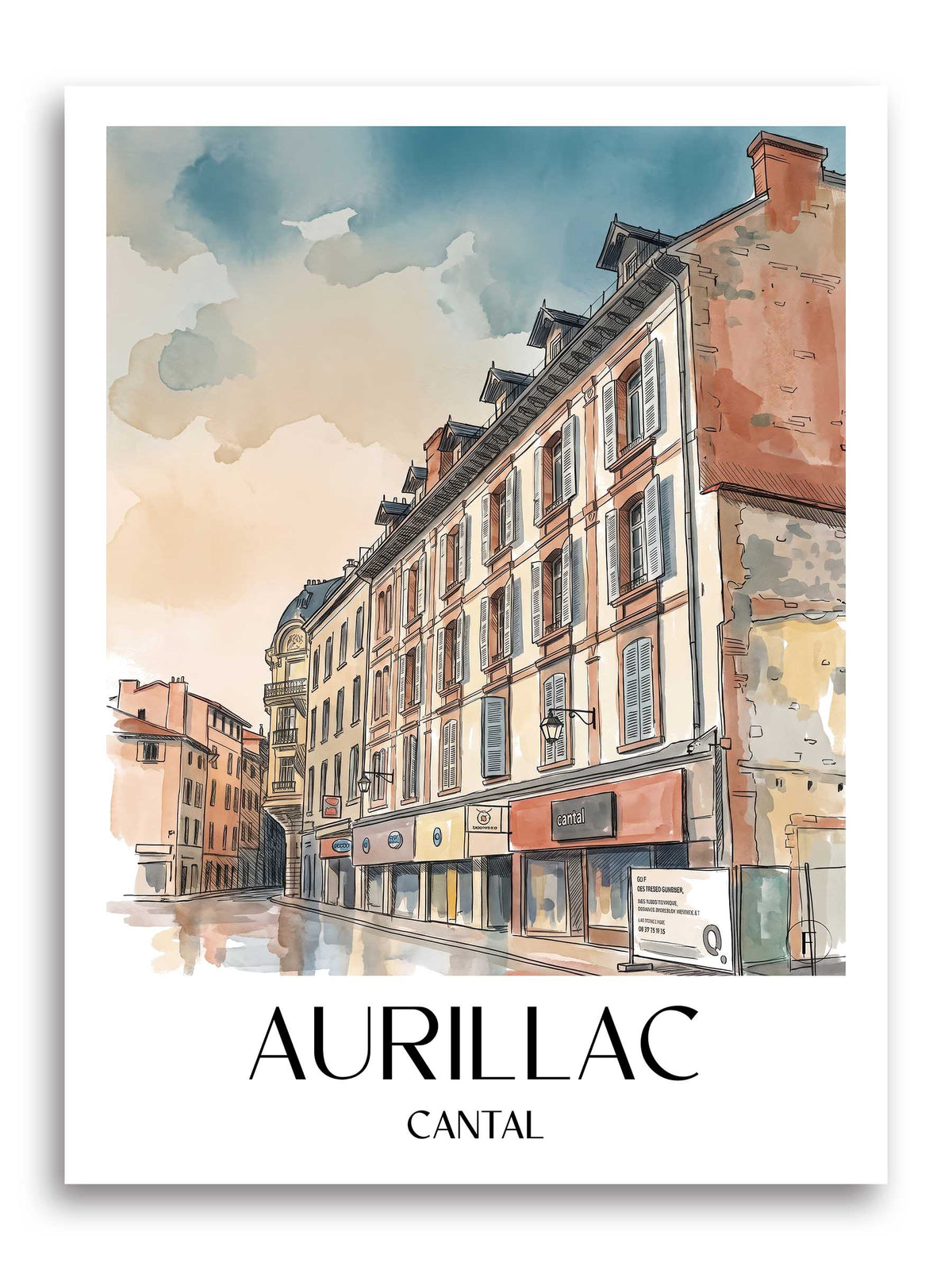 aurillac-cantal-frankreich-poster-aquarell