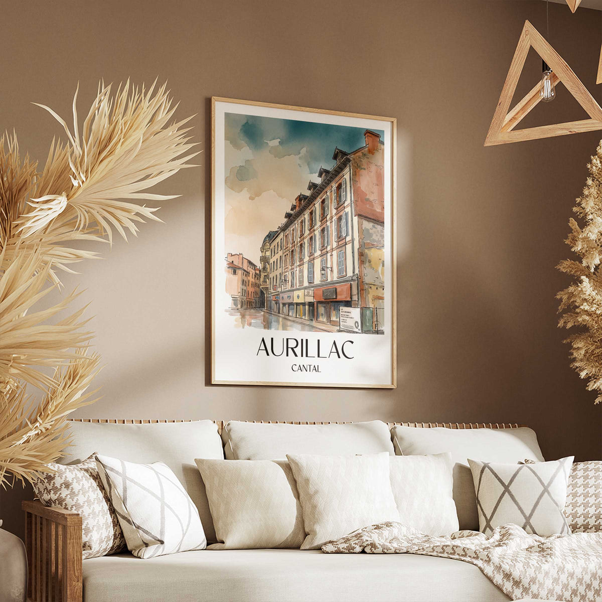 aurillac-cantal-frankreich-poster-aquarell