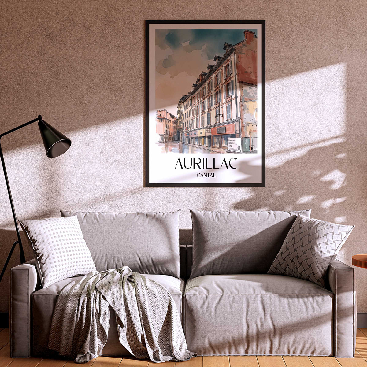 aurillac-cantal-frankreich-poster-aquarell
