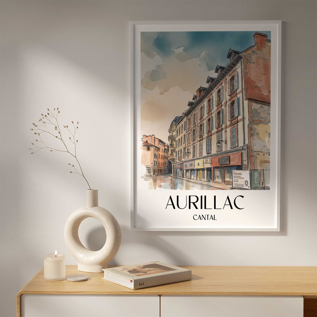 aurillac-cantal-frankreich-poster-aquarell