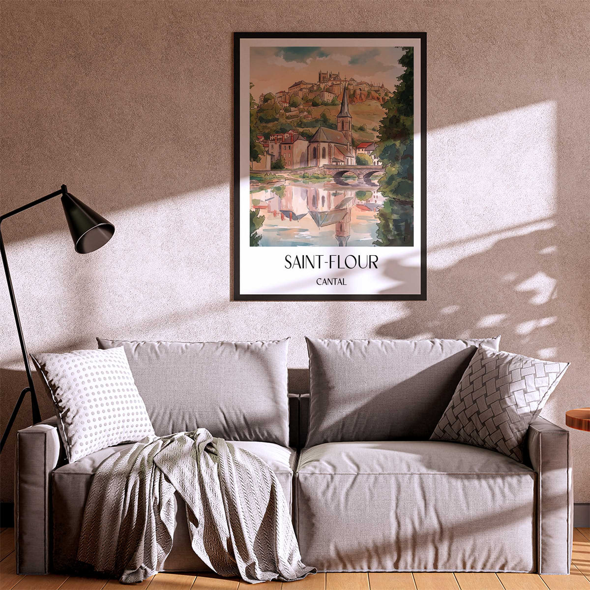saint-flour-cantal-frankreich-poster-aquarell