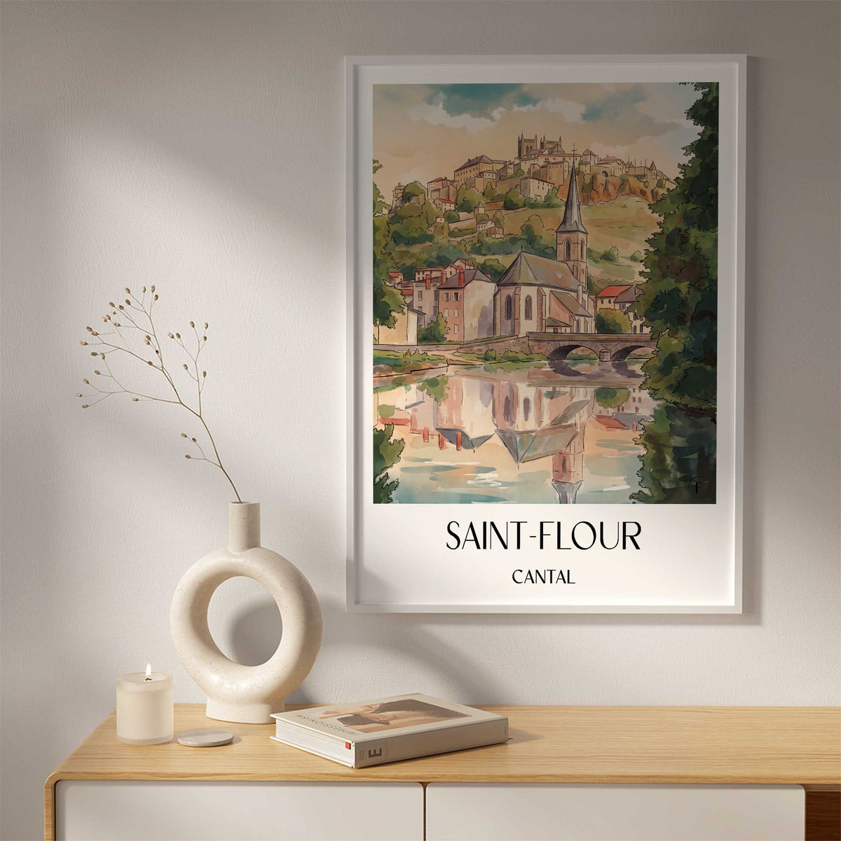 saint-flour-cantal-frankreich-poster-aquarell