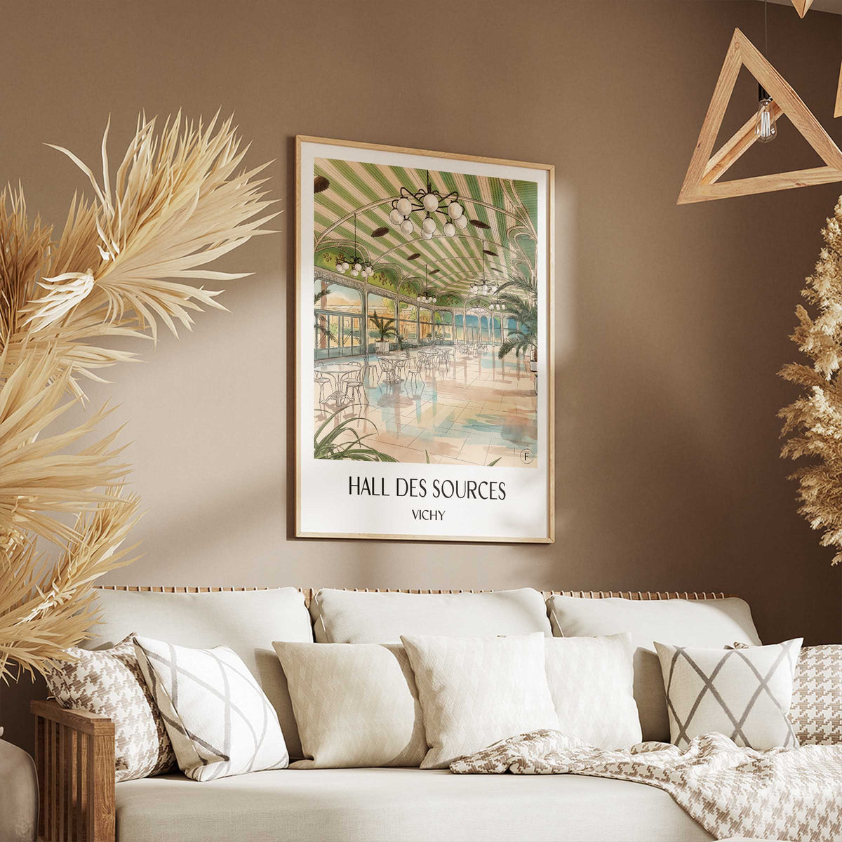 hall-des-sources-vichy-frankreich-poster-aquarell