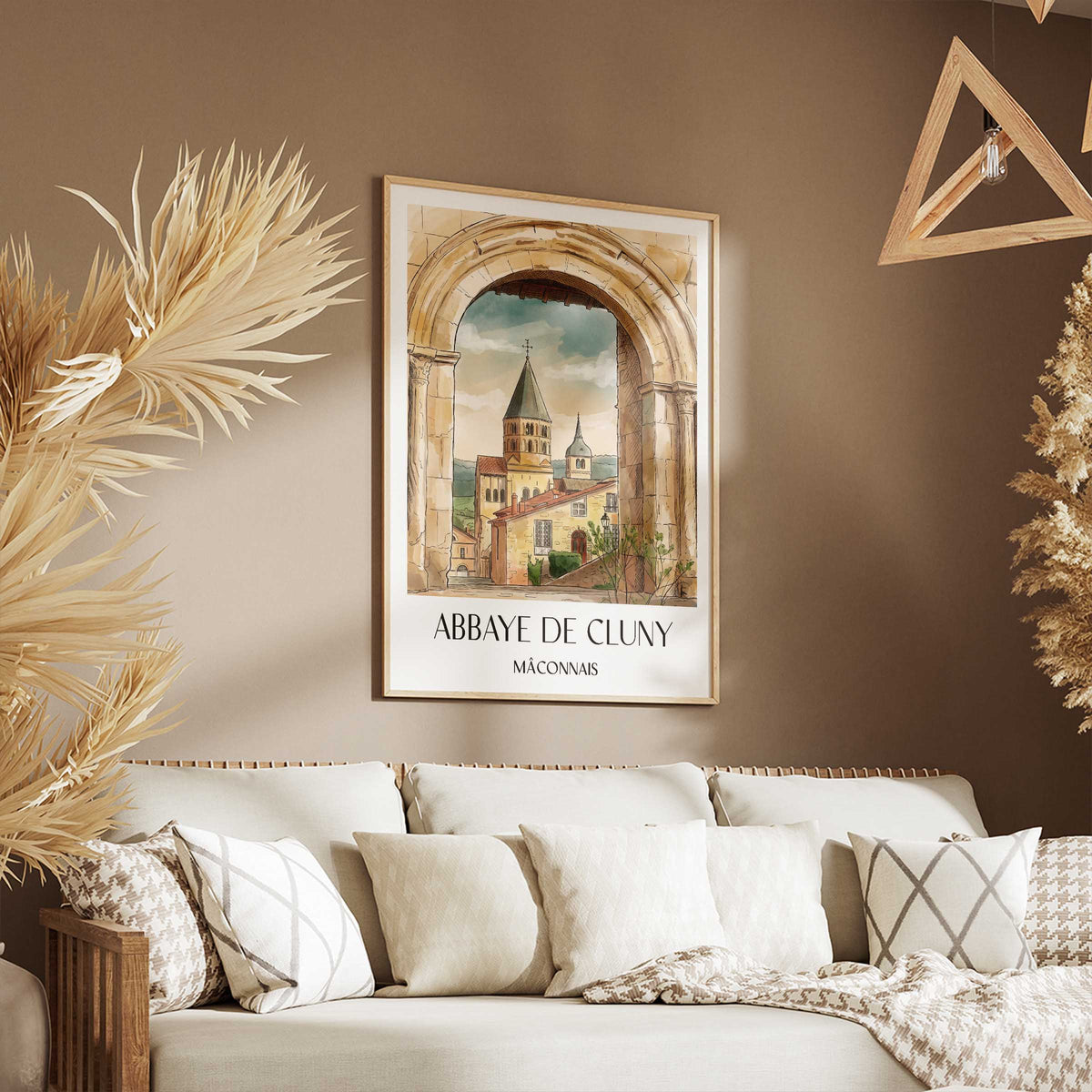 abbaye-de-cluny-mâconnais-frankreich-poster-aquarell