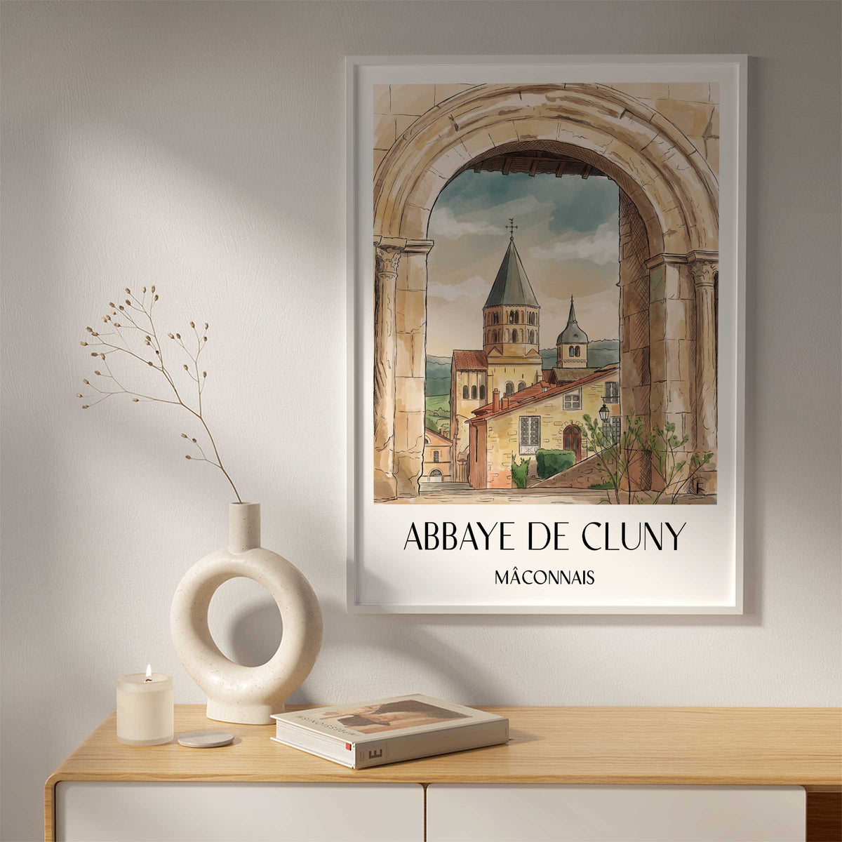 abbaye-de-cluny-mâconnais-frankreich-poster-aquarell