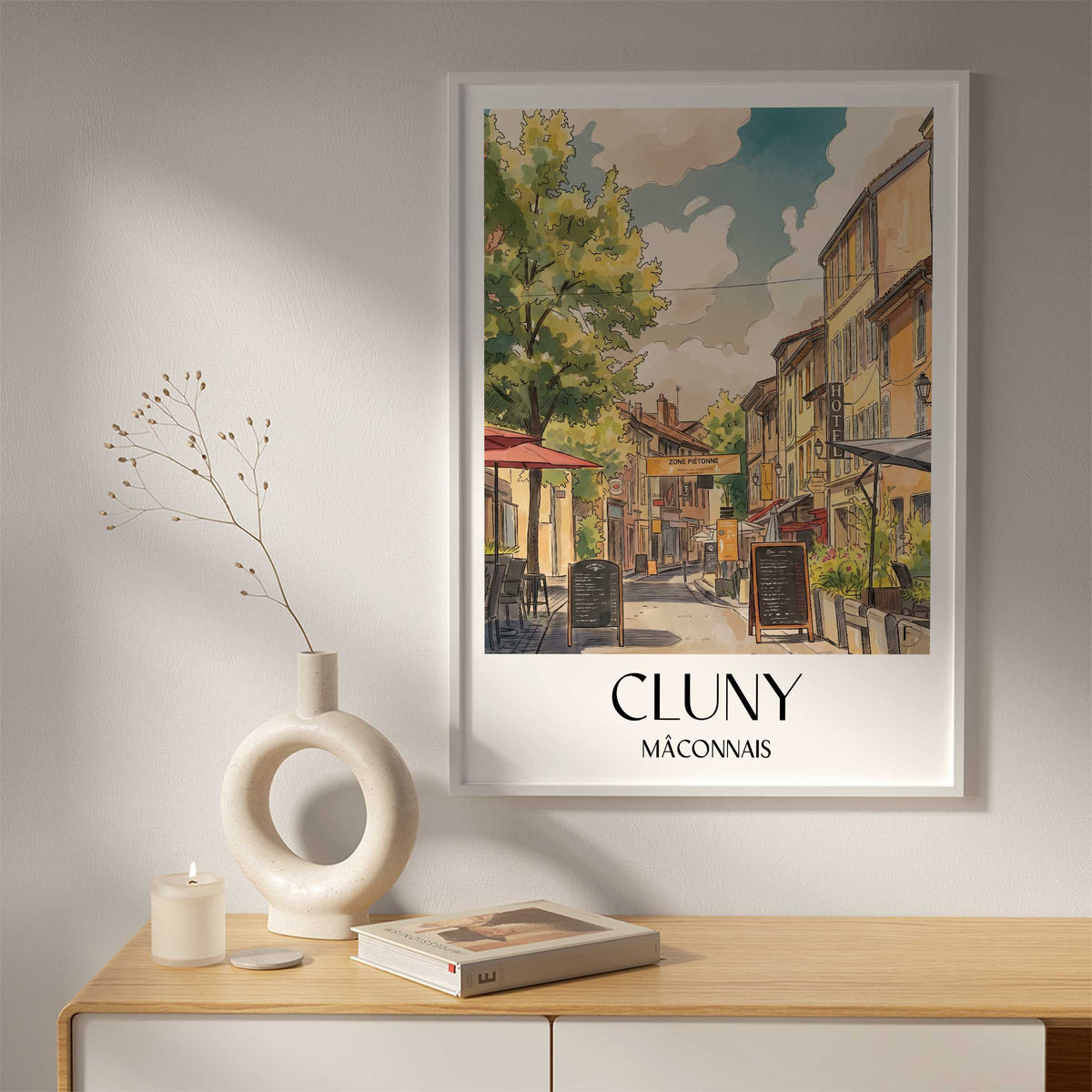 cluny-mâconnais-frankreich-poster-aquarell