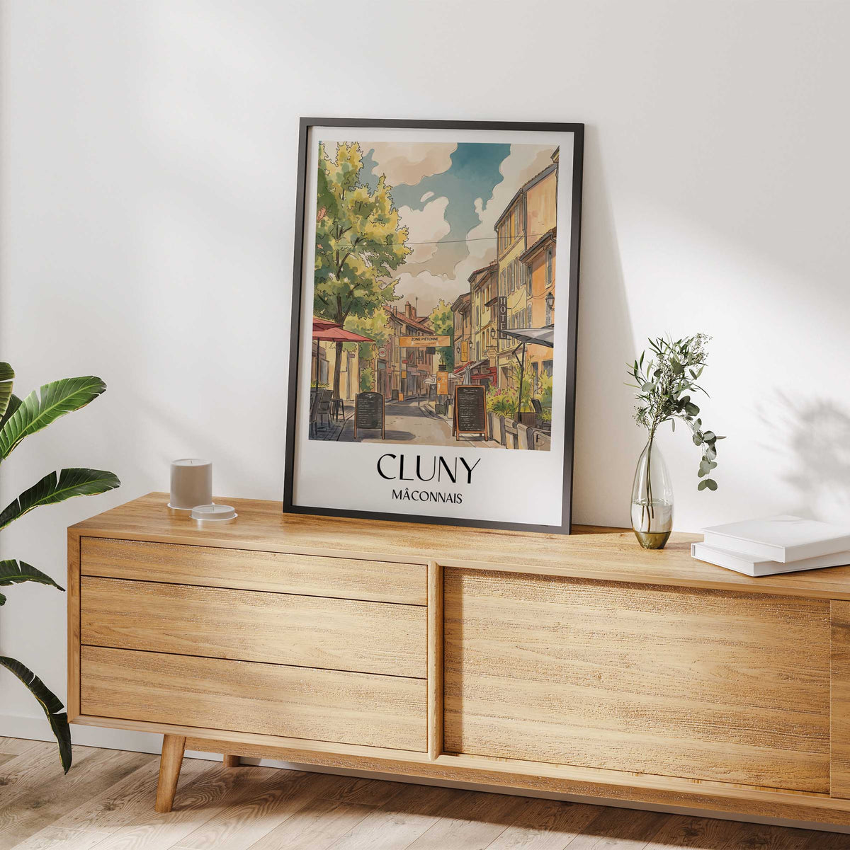 cluny-mâconnais-frankreich-poster-aquarell