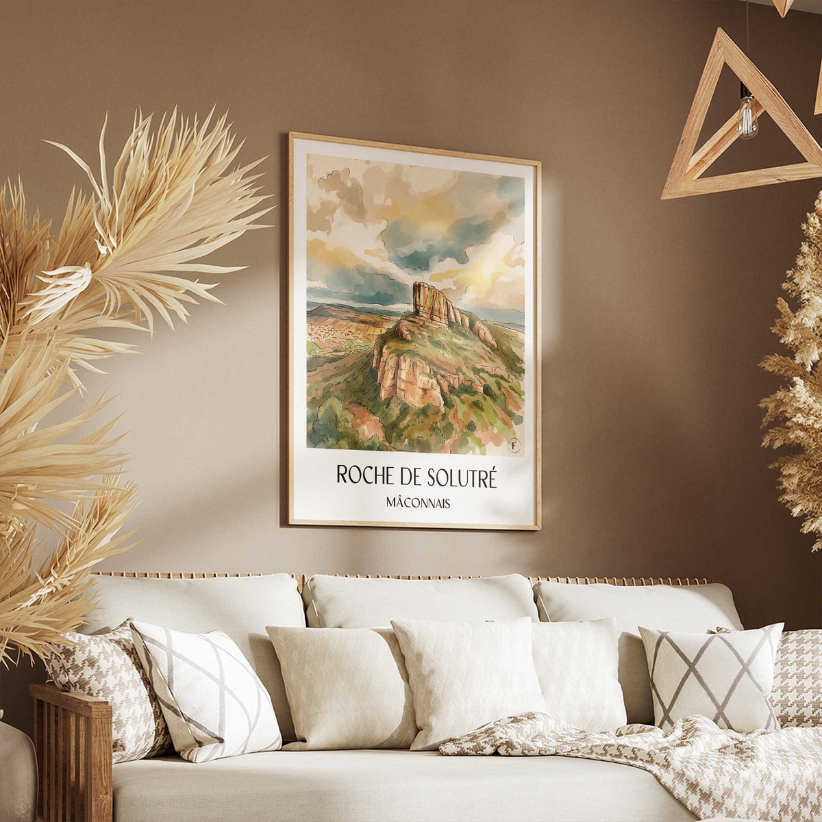 roche-de-solutré-mâconnais-frankreich-poster-aquarell