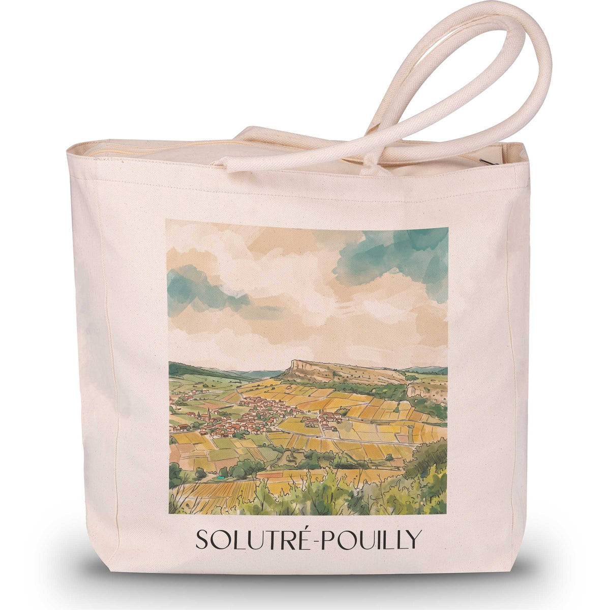 solutré-pouilly-mâconnais-frankreich-einkaufstasche-aquarell