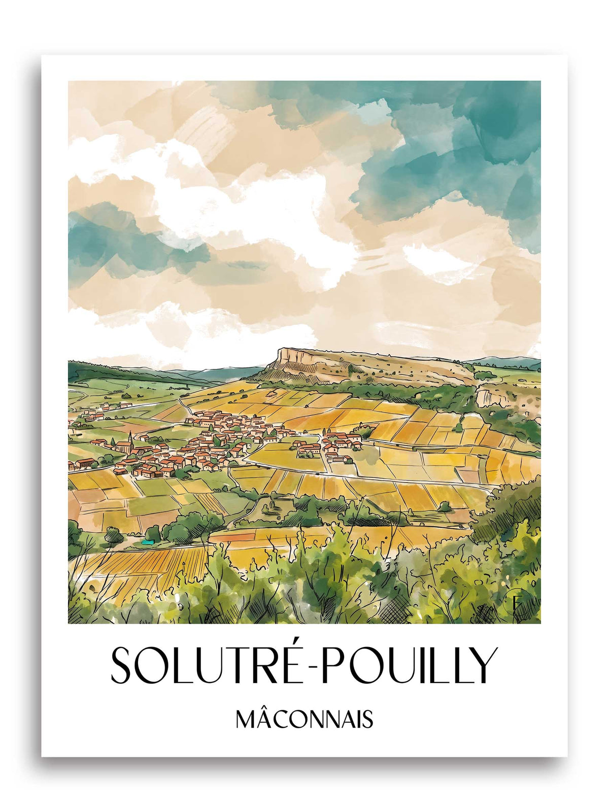 solutré-pouilly-mâconnais-frankreich-poster-aquarell