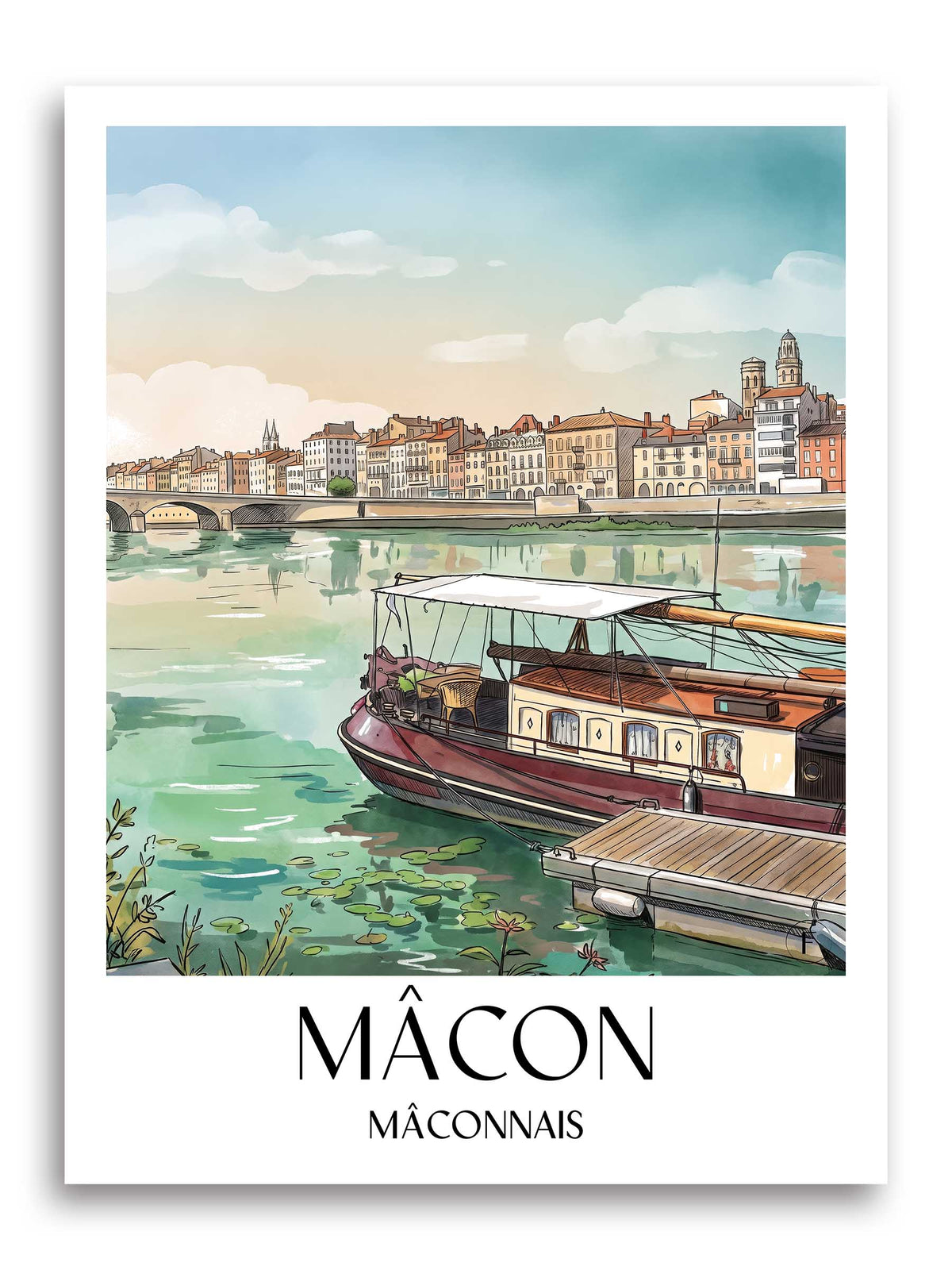 mâcon-mâconnais-frankreich-poster-aquarell