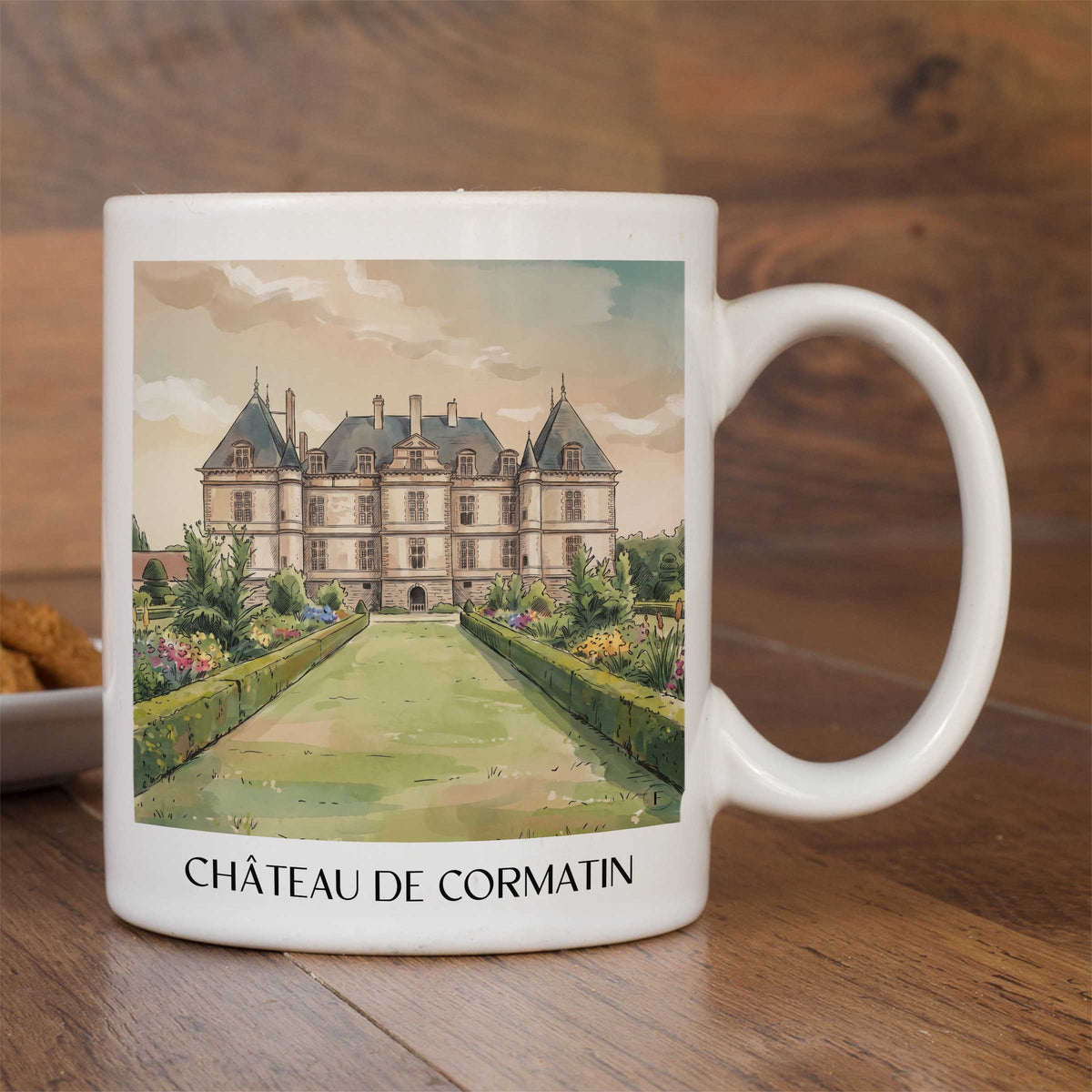 château-de-cormatin-tournugeois-frankreich-kaffeebecher-aquarell