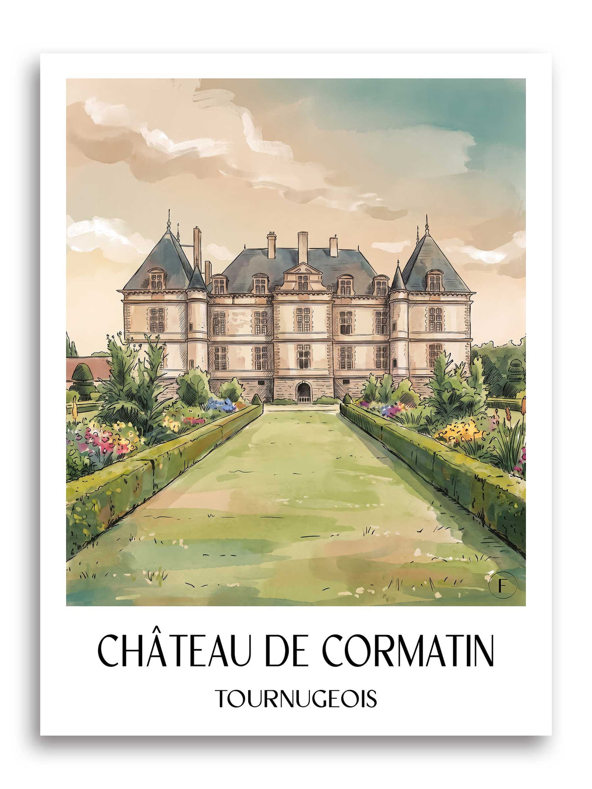 château-de-cormatin-tournugeois-frankreich-poster-aquarell