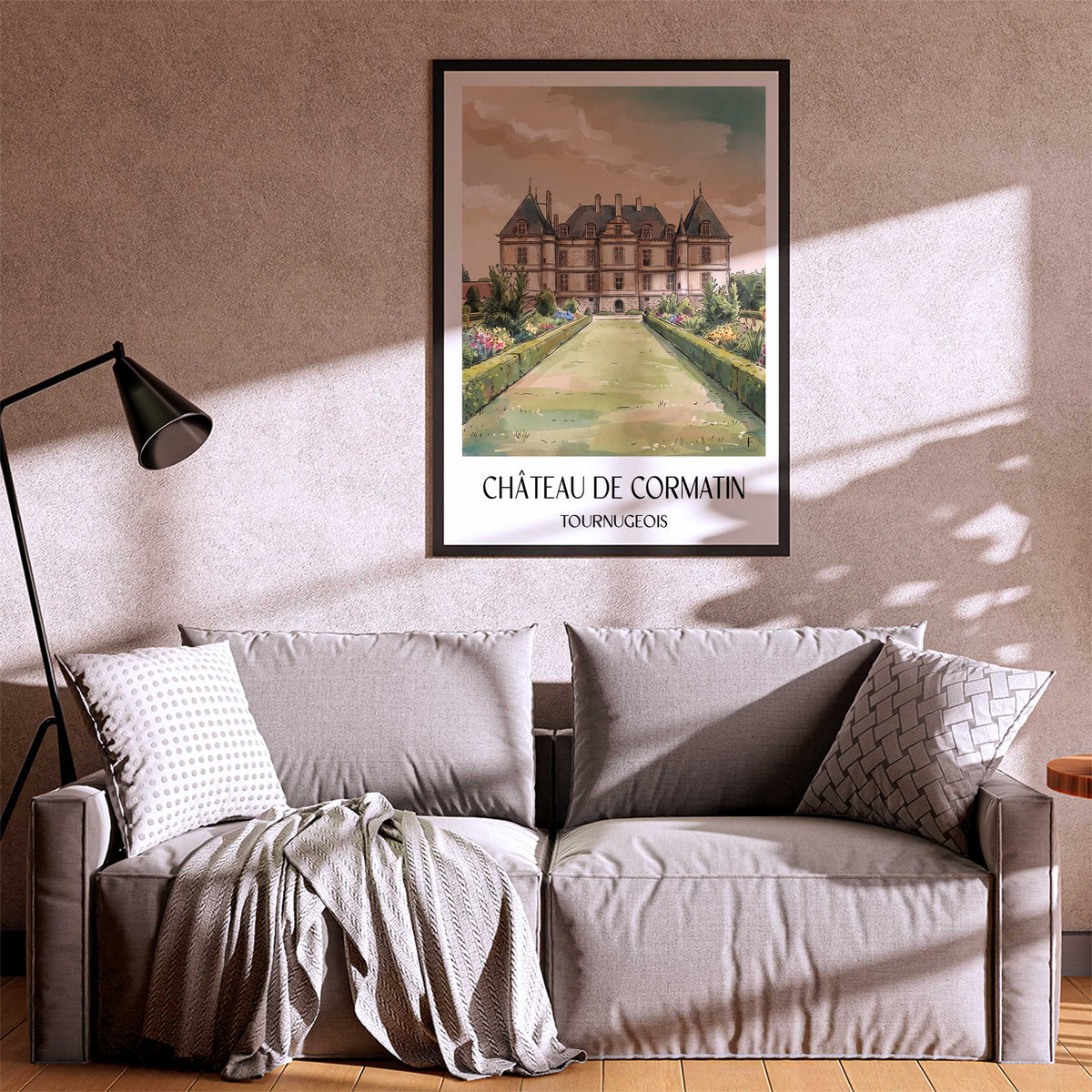 château-de-cormatin-tournugeois-frankreich-poster-aquarell