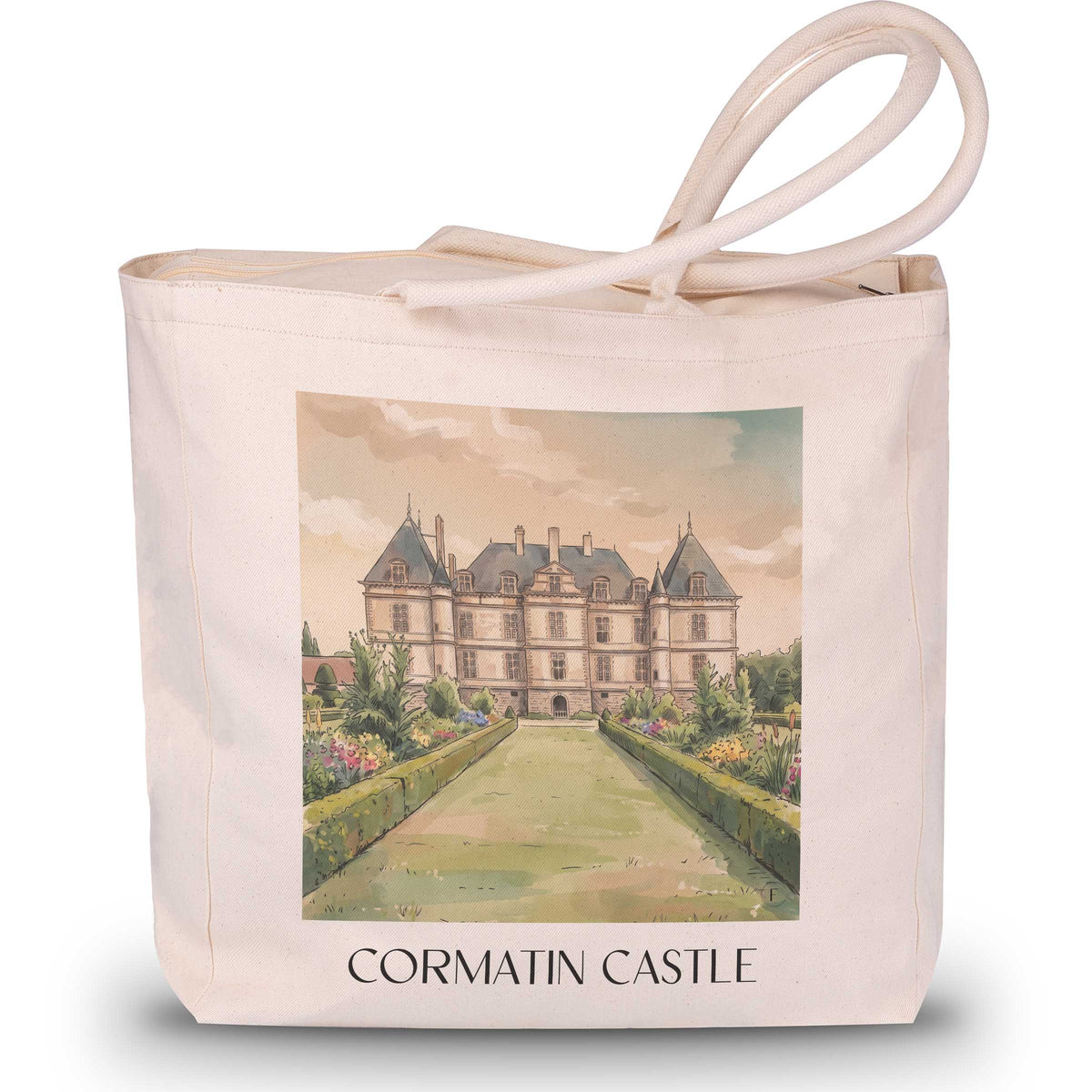Château de Cormatin Shopping Tasche - Tournugeois - Frankreich Tote Bag - Einkaufstasche im Aquarell Stil
