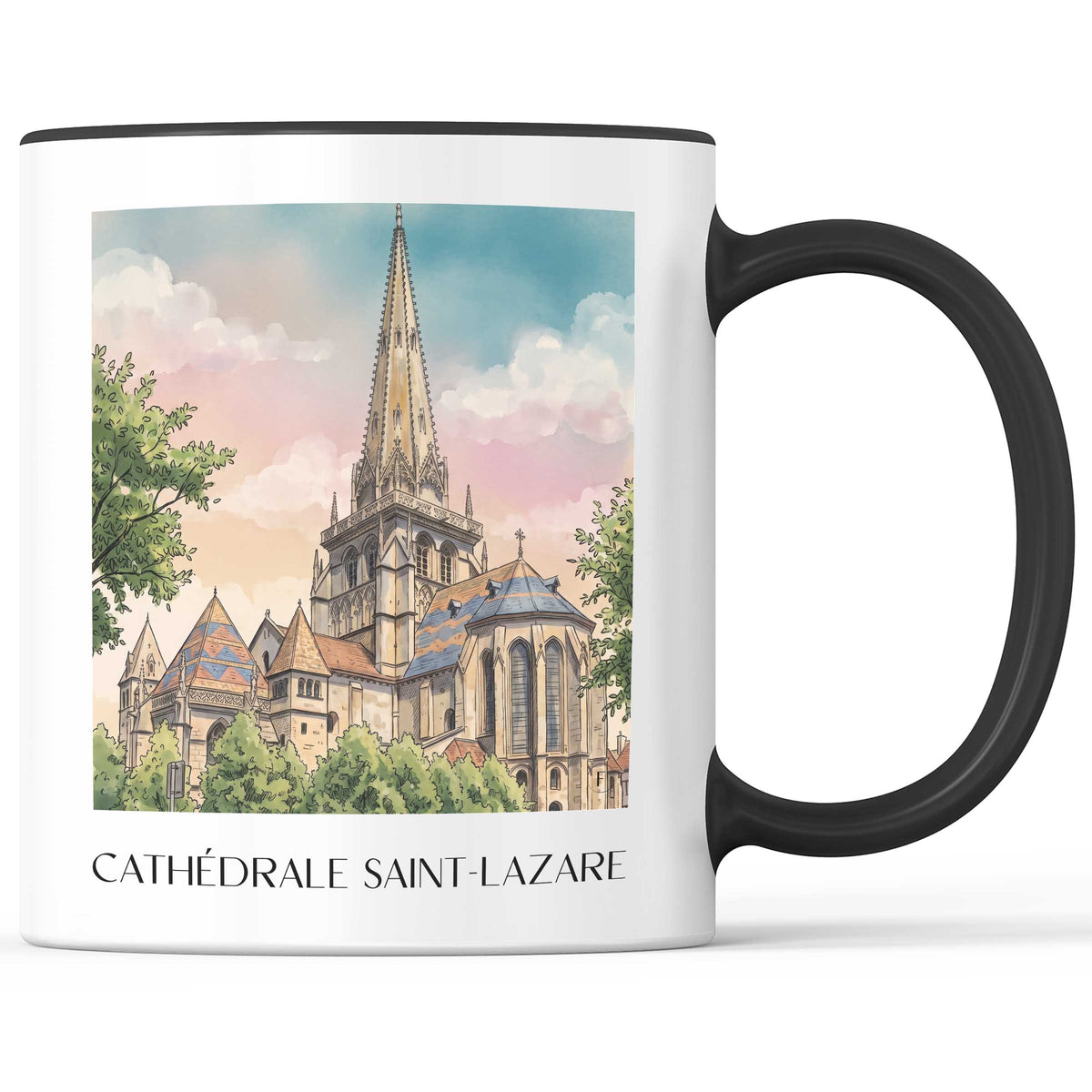 cathédrale-saint-lazare-autun-frankreich-kaffeebecher-aquarell