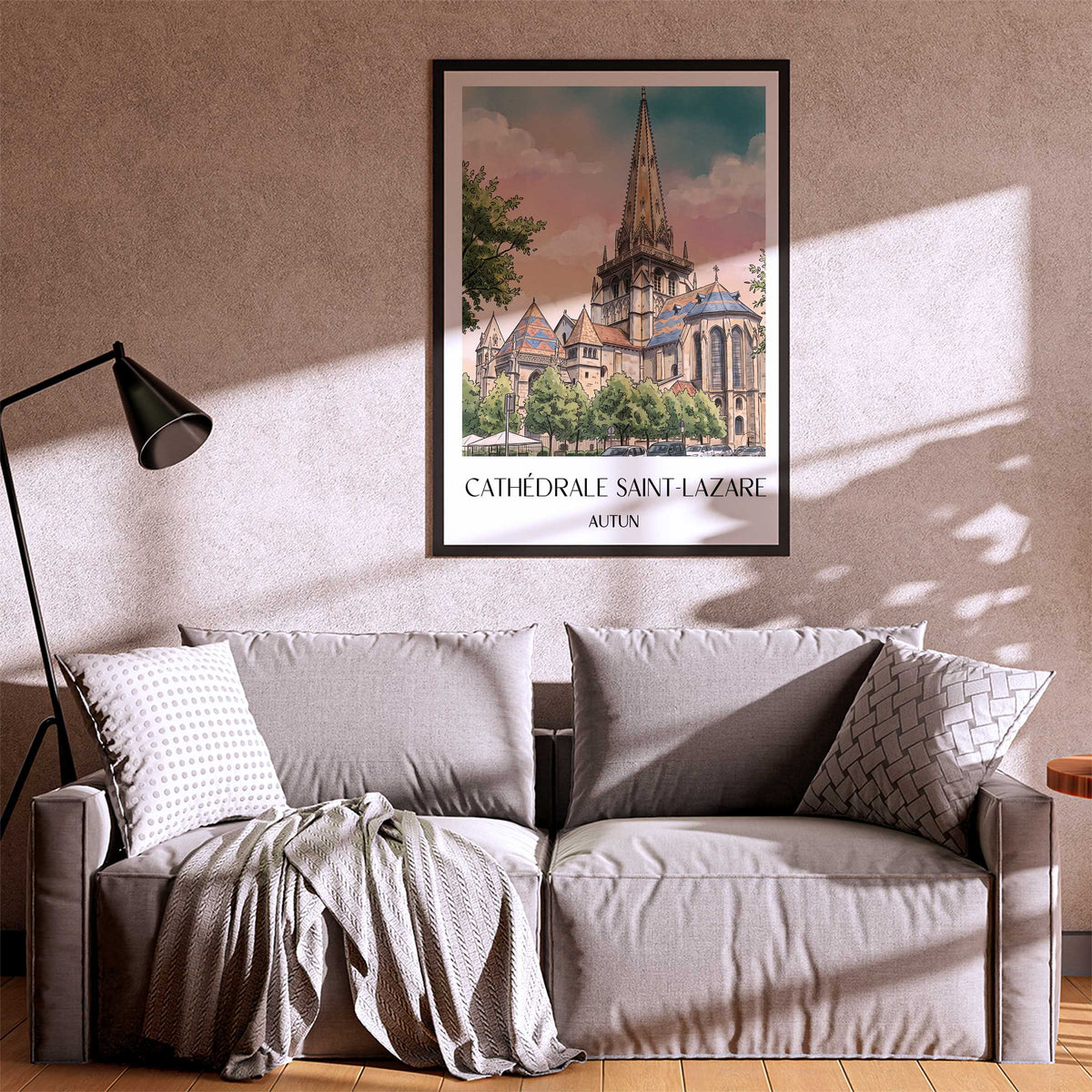 cathédrale-saint-lazare-autun-frankreich-poster-aquarell