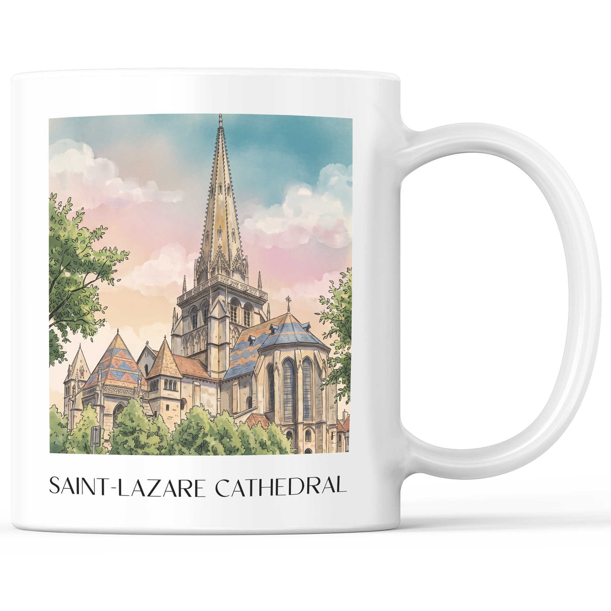 Cathédrale Saint-Lazare Kaffeebecher - Autun - Frankreich Becher - Kaffeetasse im Aquarell Stil