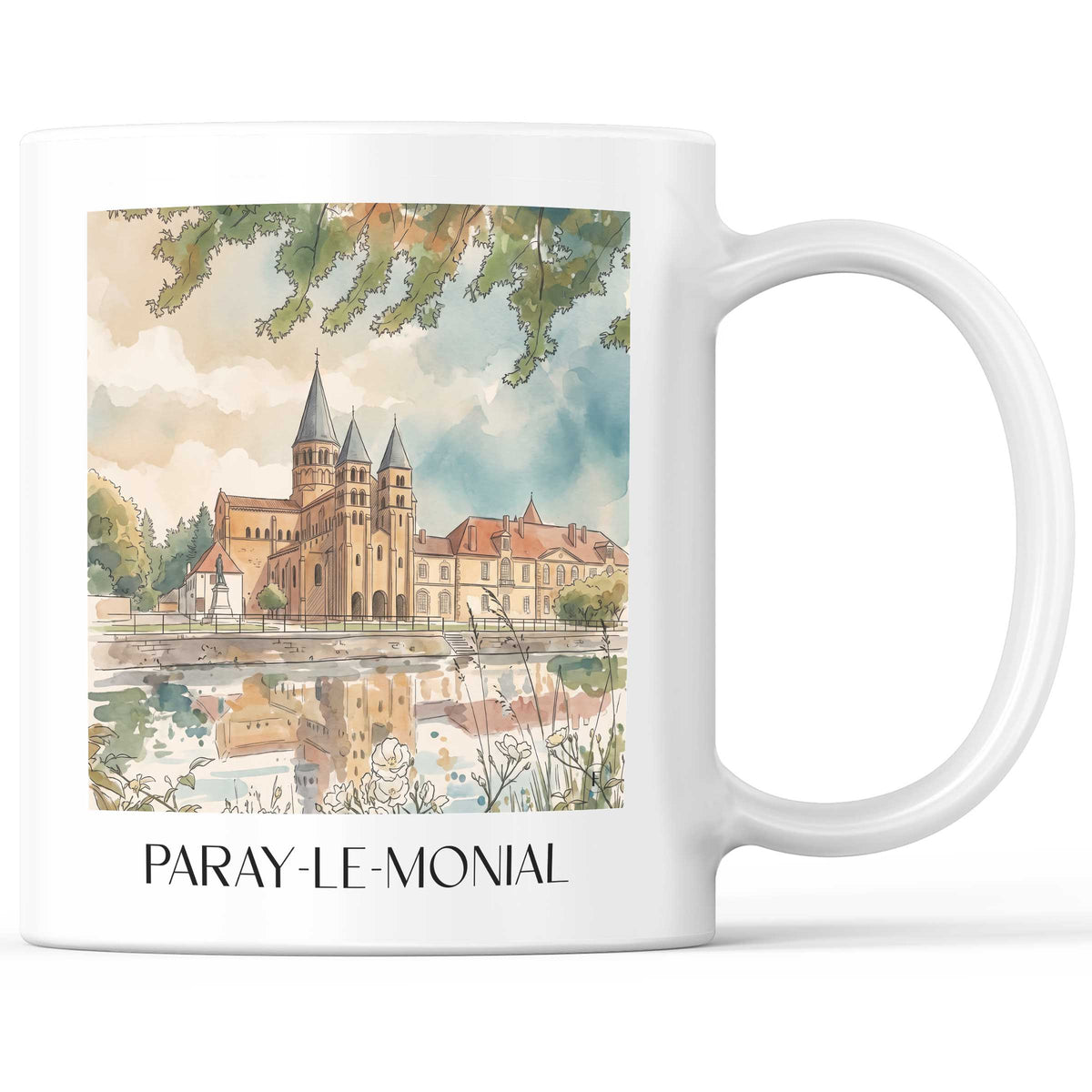 Paray-le-Monial Kaffeebecher - Brionnais - Frankreich Becher - Kaffeetasse im Aquarell Stil