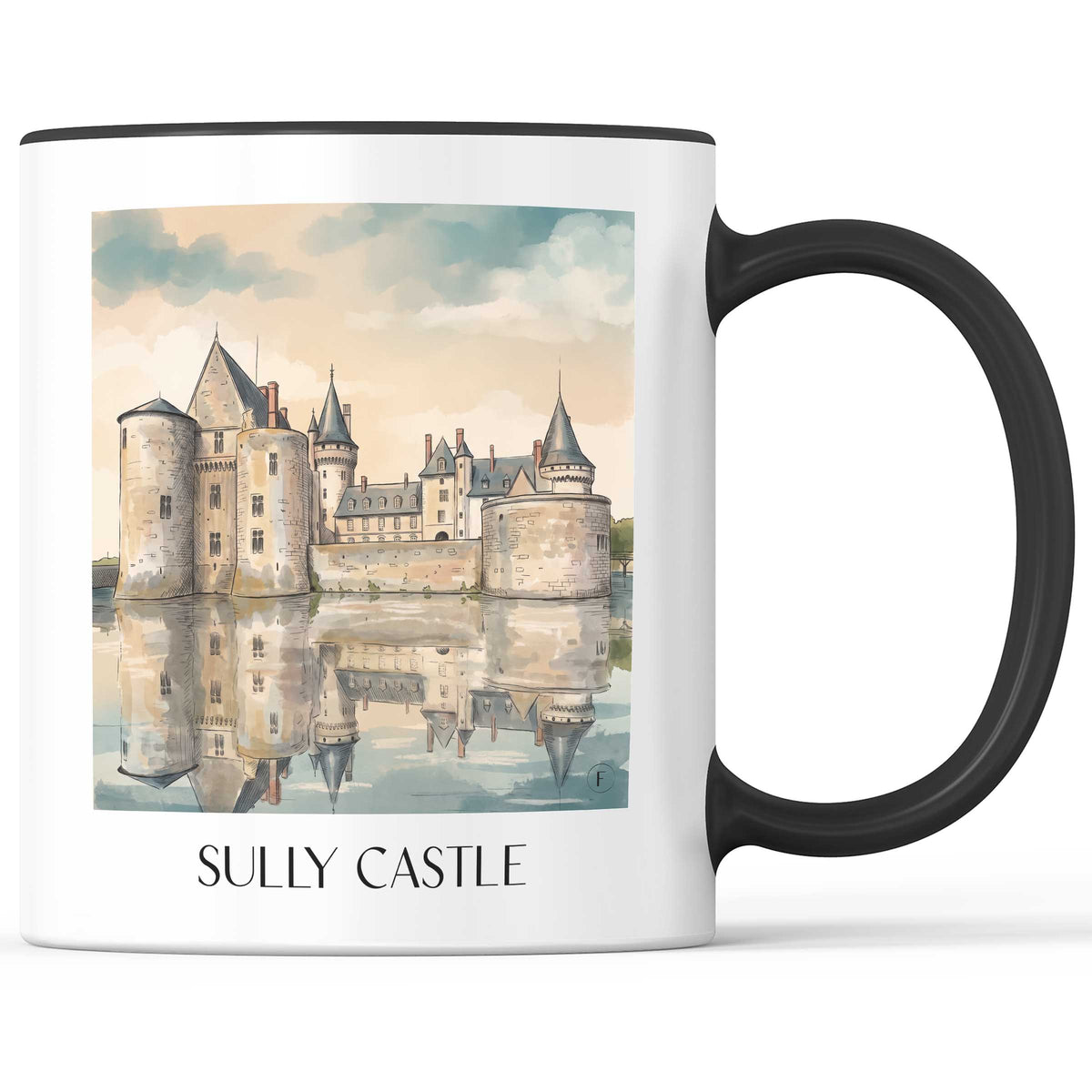Château de Sully Kaffeebecher - Autunois - Frankreich Becher - Kaffeetasse im Aquarell Stil