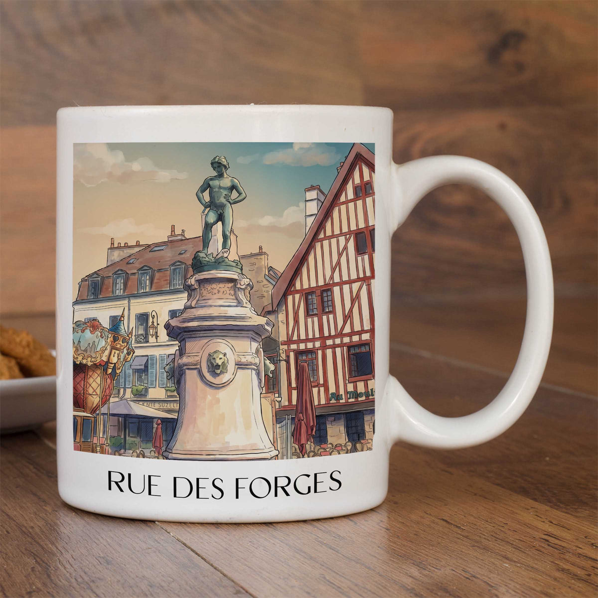 rue-des-forges-dijon-frankreich-kaffeebecher-aquarell