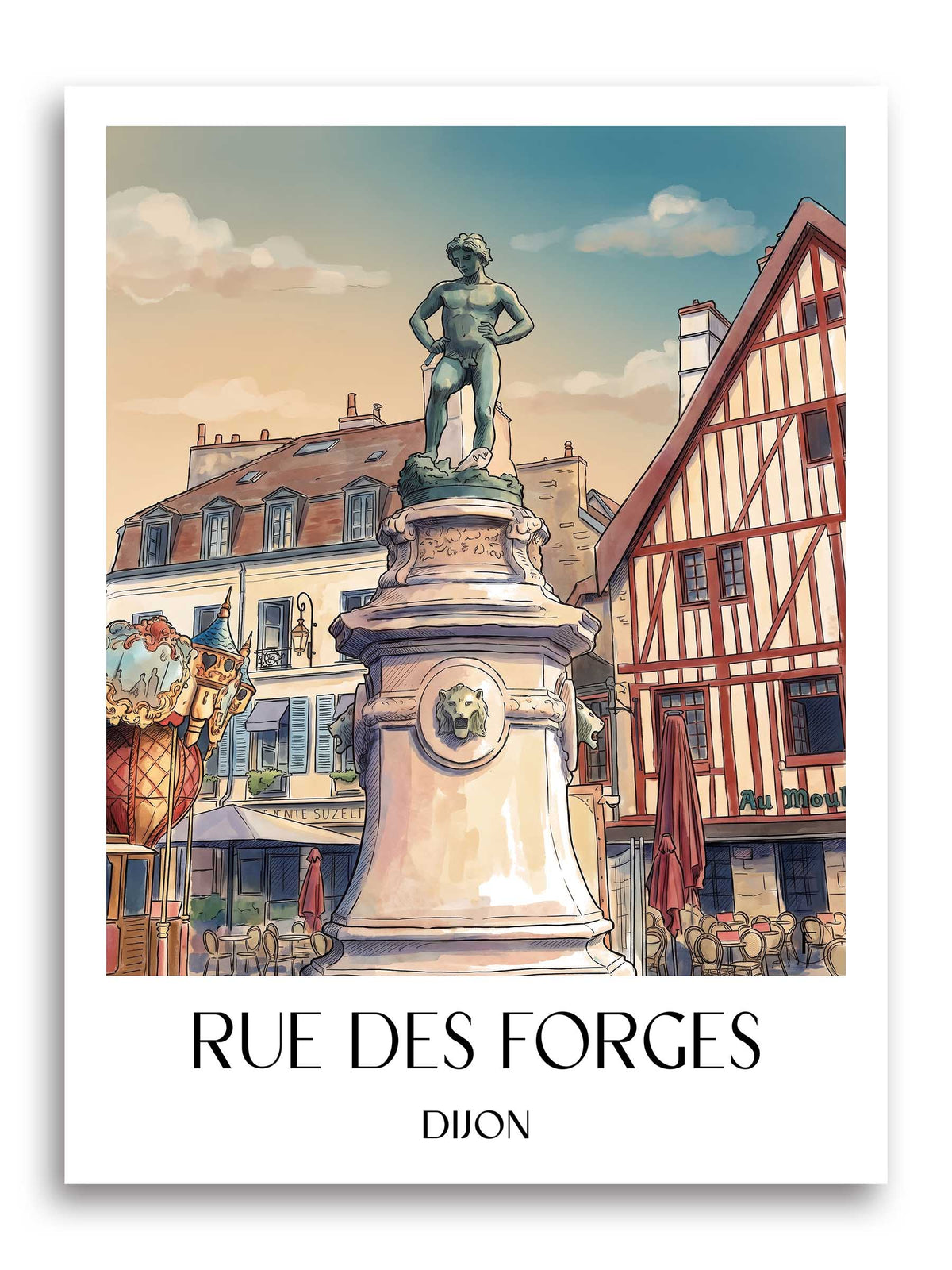 rue-des-forges-dijon-frankreich-poster-aquarell