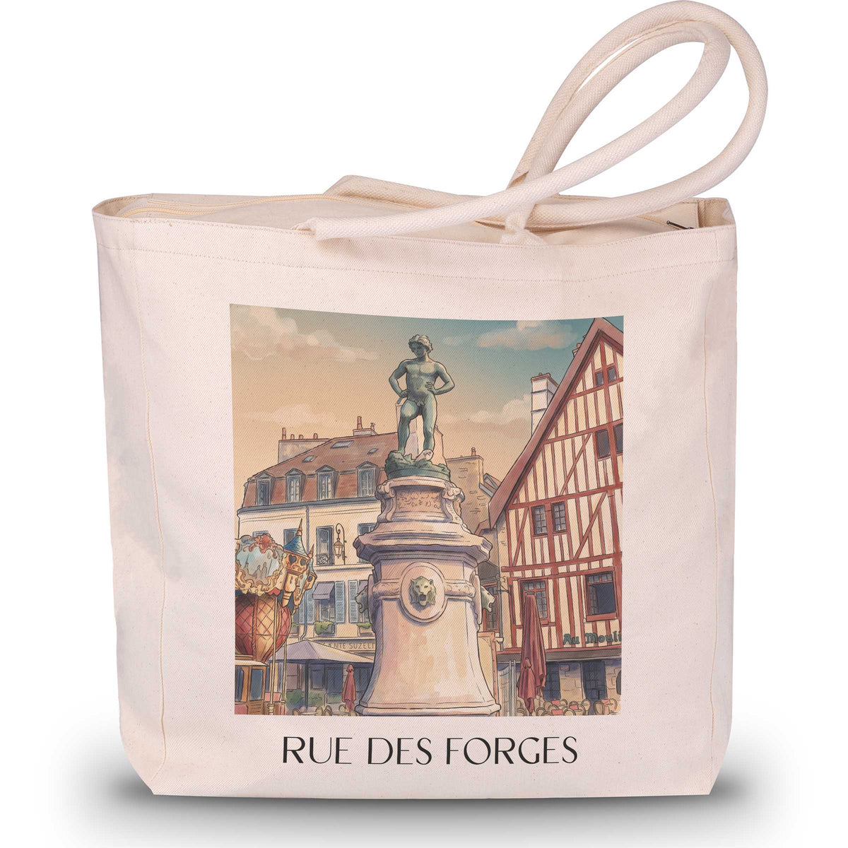 Rue des Forges Shopping Tasche - Dijon - Frankreich Tote Bag - Einkaufstasche im Aquarell Stil