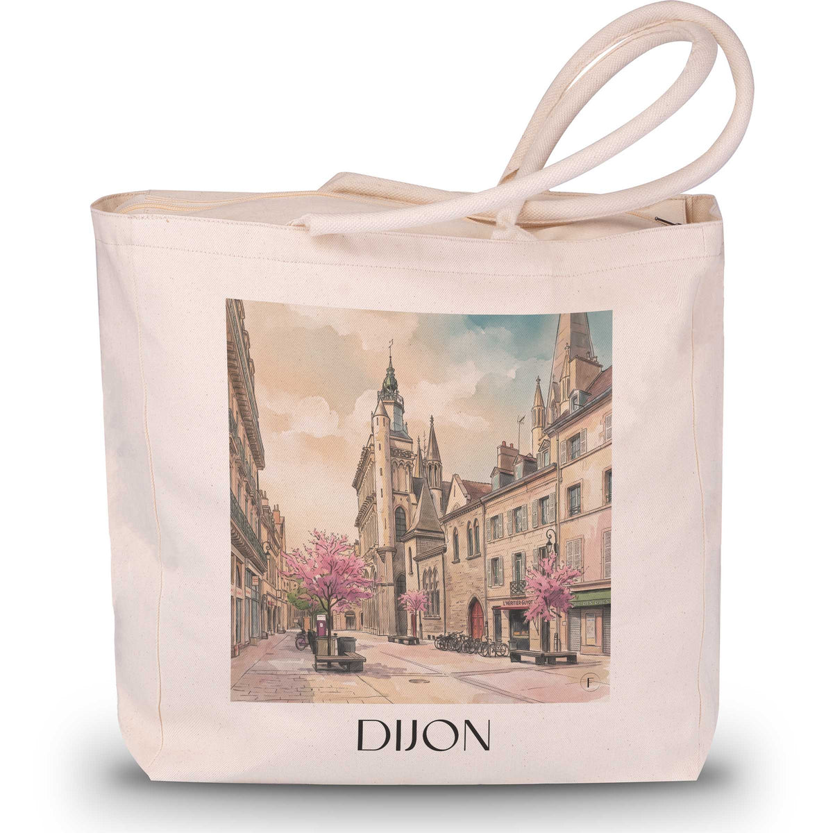 Dijon Shopping Tasche - Bourgogne - Frankreich Tote Bag - Einkaufstasche im Aquarell Stil