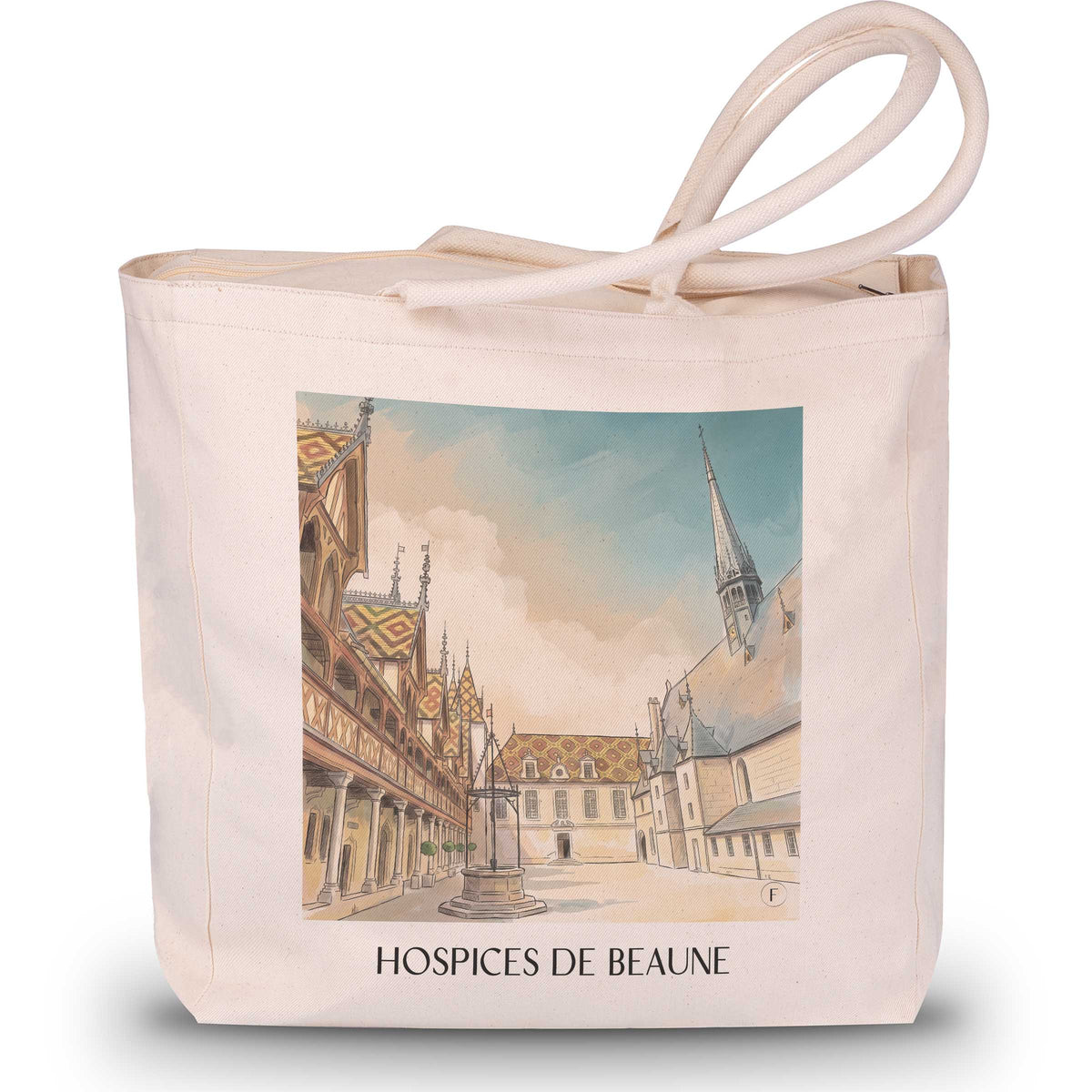 Hospices de Beaune Shopping Tasche - Côte-d'Or - Frankreich Tote Bag - Einkaufstasche im Aquarell Stil