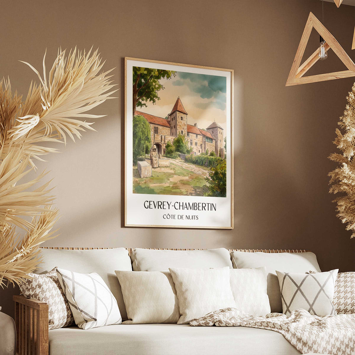 gevrey-chambertin-côte-de-nuits-frankreich-poster-aquarell