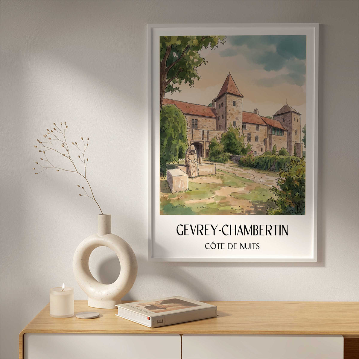 gevrey-chambertin-côte-de-nuits-frankreich-poster-aquarell