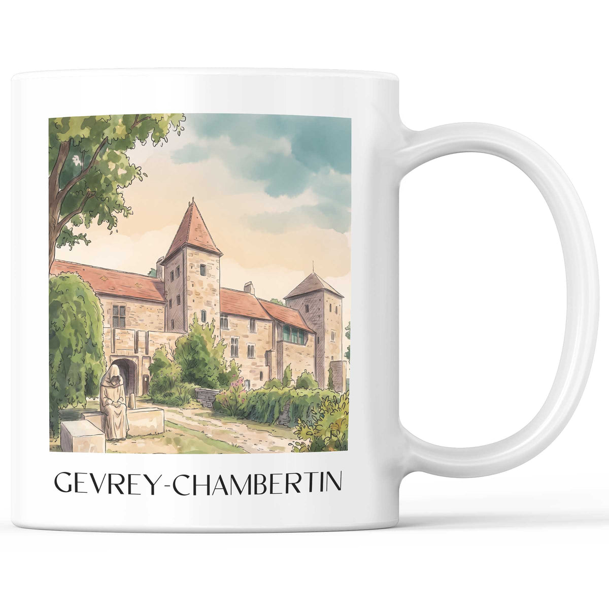 Gevrey-Chambertin Kaffeebecher - Côte de Nuits - Frankreich Becher - Kaffeetasse im Aquarell Stil
