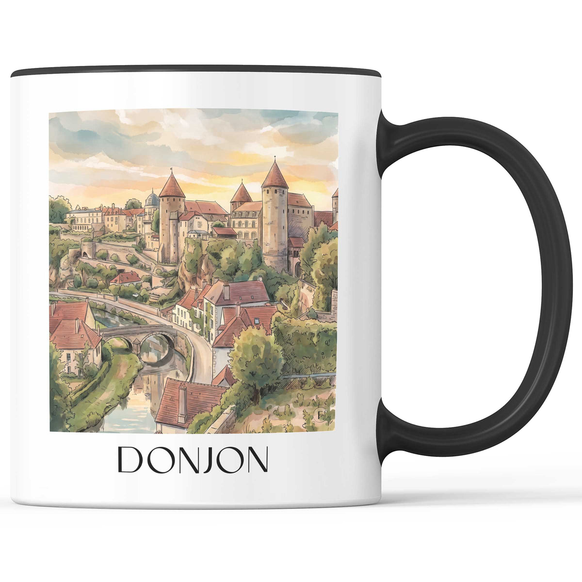 donjon-semur-en-auxois-frankreich-kaffeebecher-aquarell