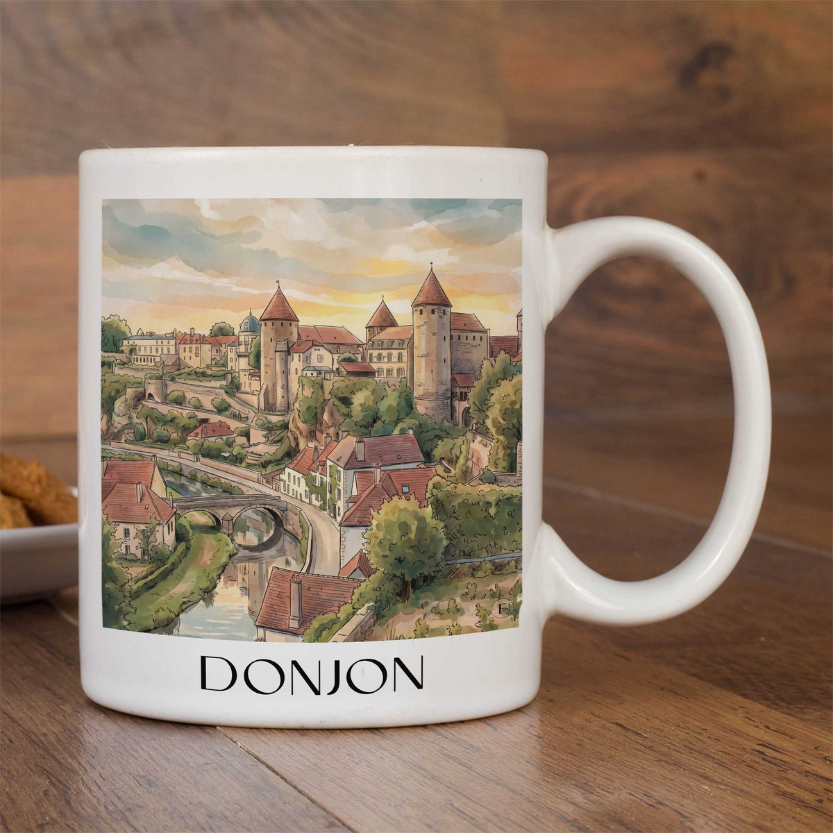 donjon-semur-en-auxois-frankreich-kaffeebecher-aquarell