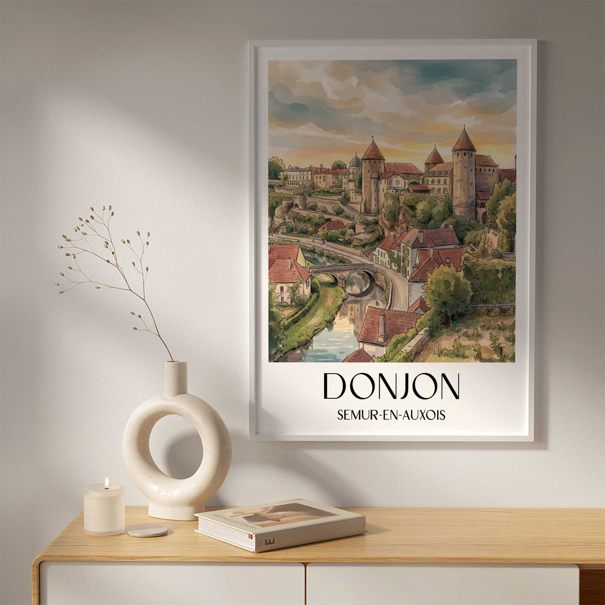 donjon-semur-en-auxois-frankreich-poster-aquarell