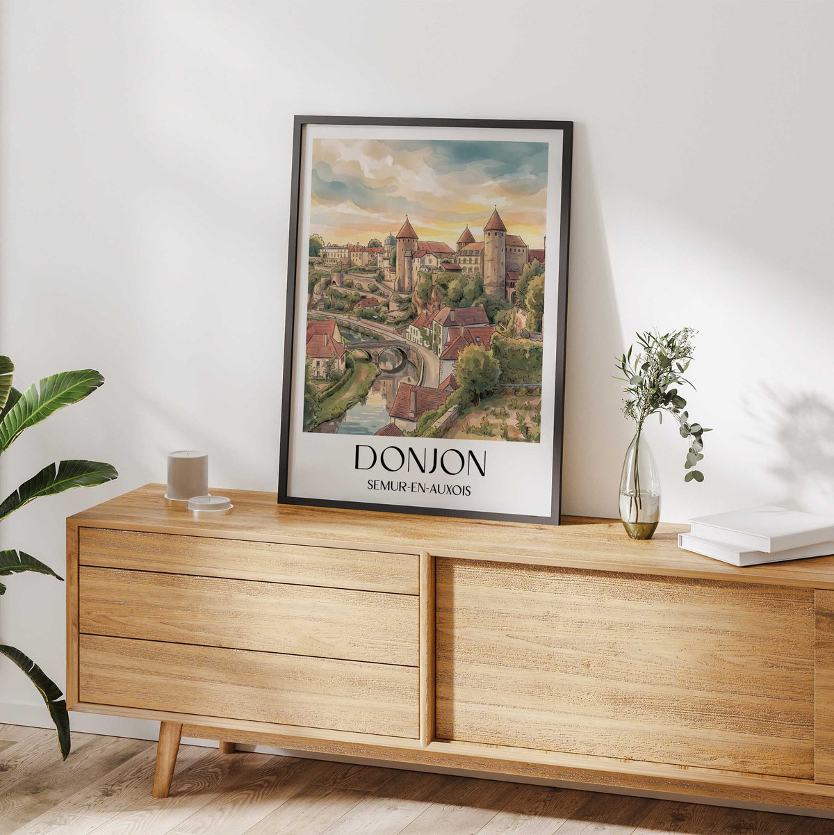 donjon-semur-en-auxois-frankreich-poster-aquarell