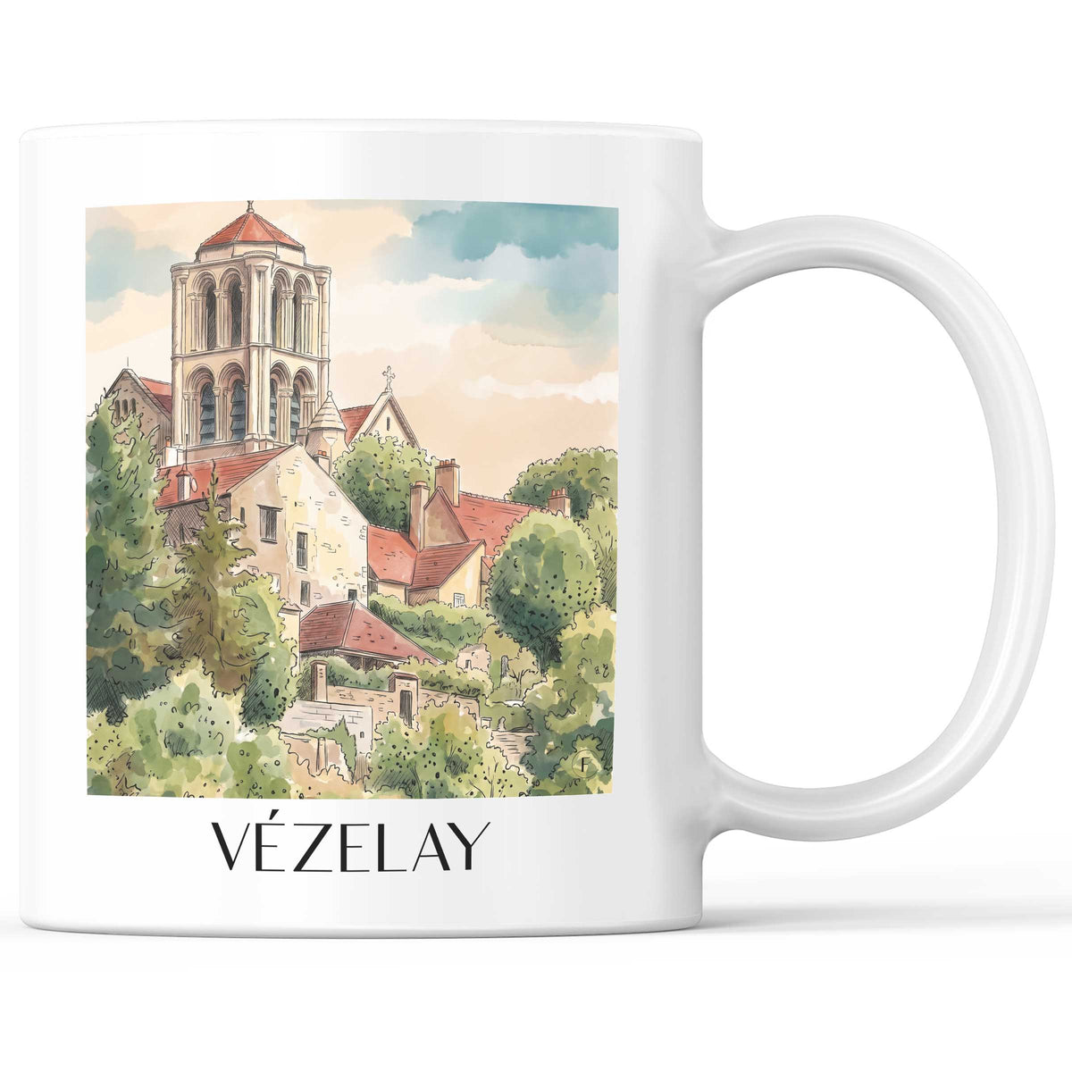 Vézelay Kaffeebecher - Morvan - Frankreich Becher - Kaffeetasse im Aquarell Stil