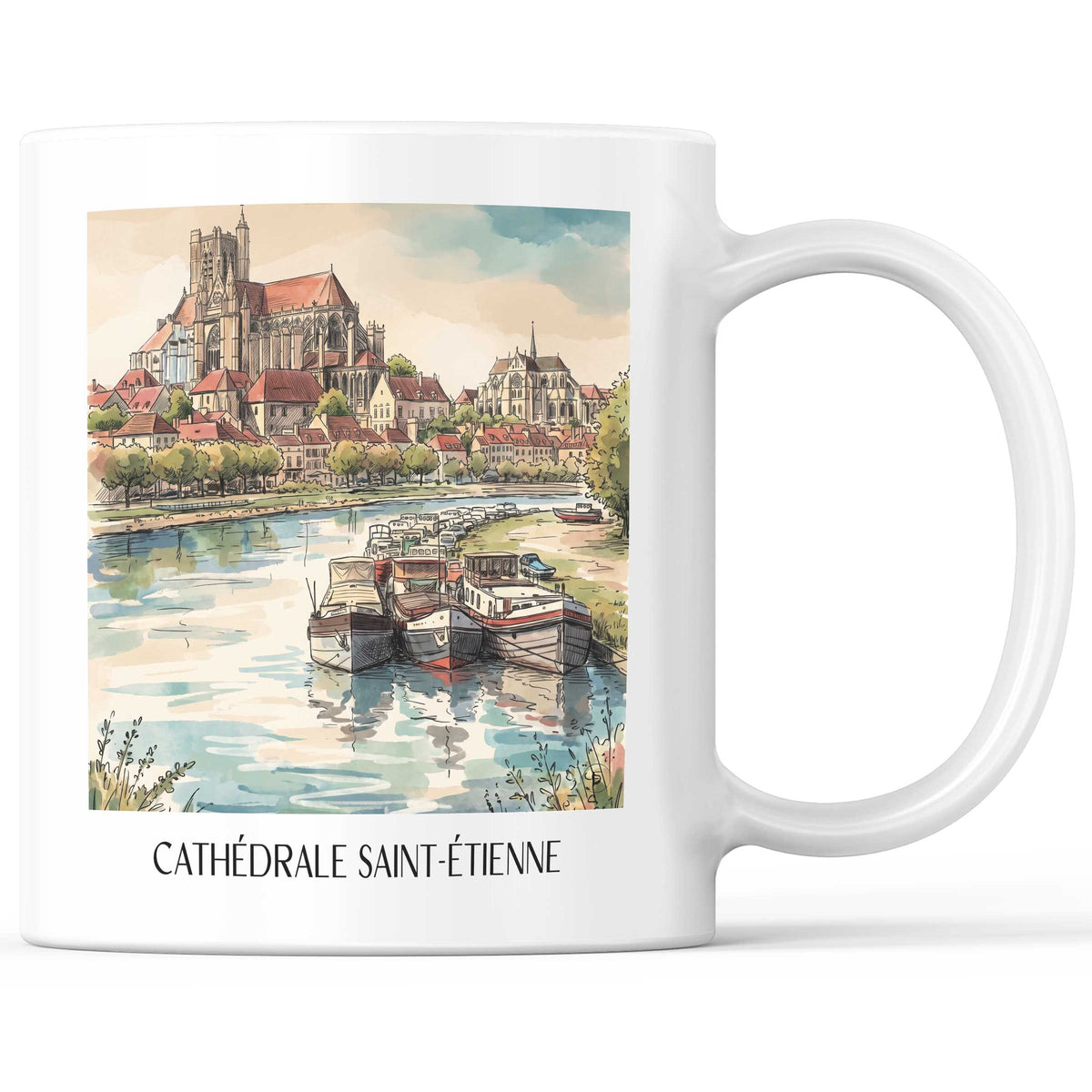 Cathédrale Saint-Étienne Kaffeebecher - Auxerre - Frankreich Becher - Kaffeetasse im Aquarell Stil