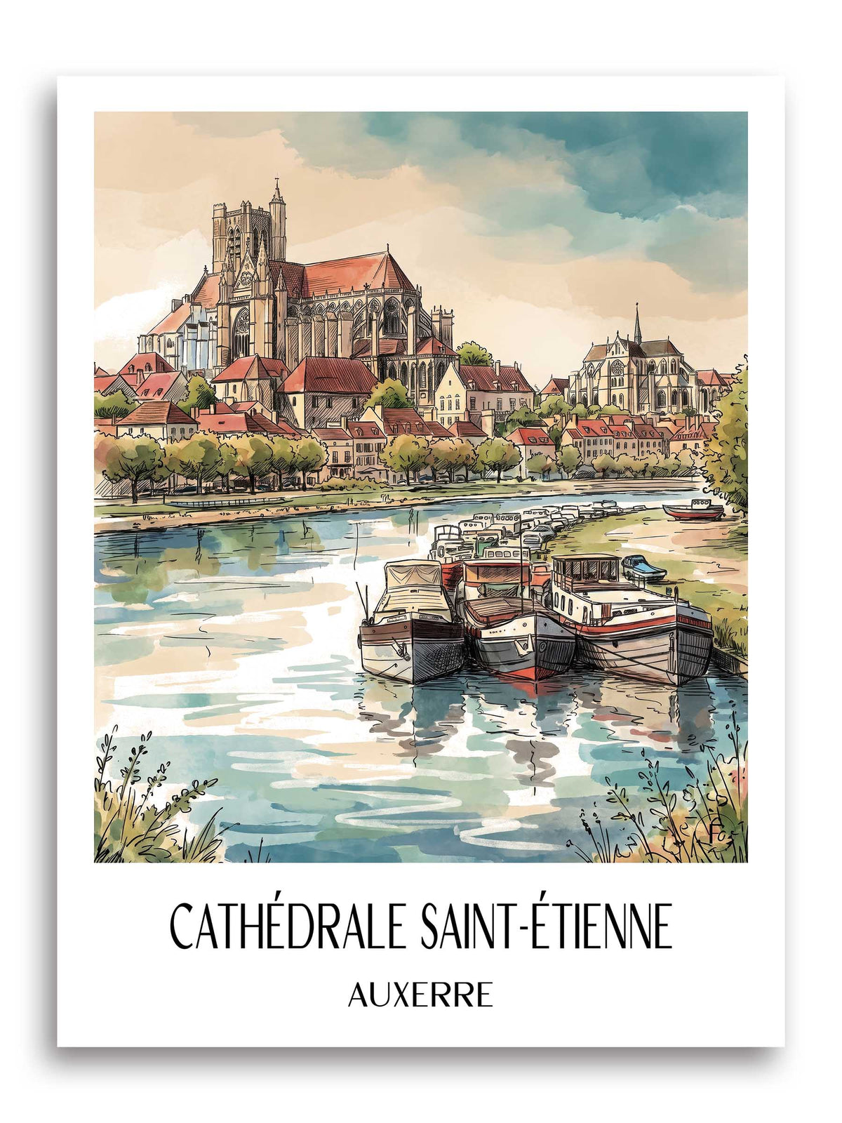 cathédrale-saint-étienne-auxerre-frankreich-poster-aquarell