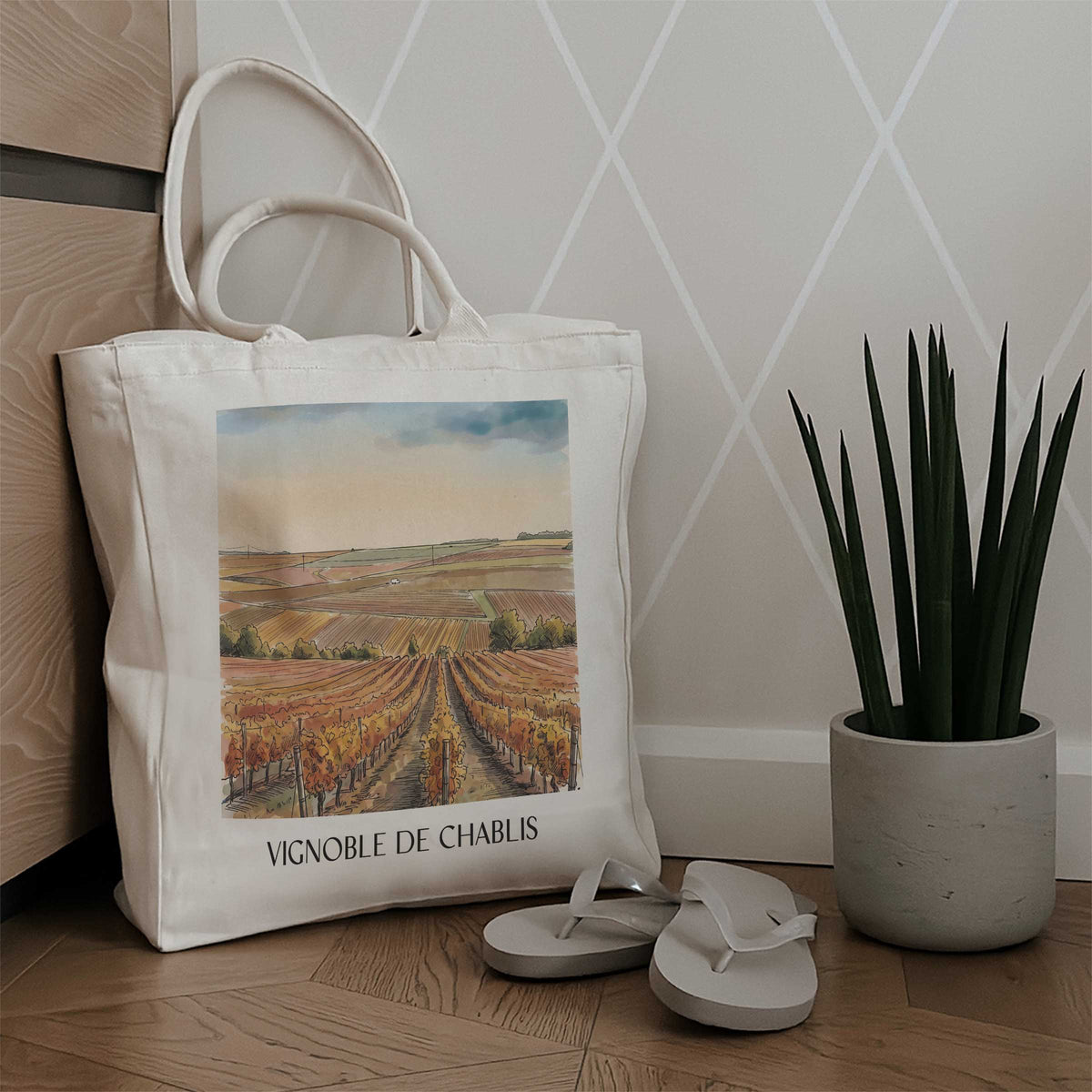 vignoble-de-chablis-yonne-frankreich-einkaufstasche-aquarell