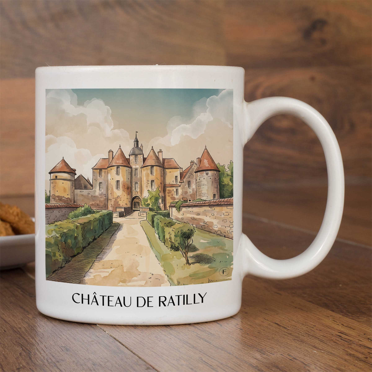 château-de-ratilly-puisaye-frankreich-kaffeebecher-aquarell