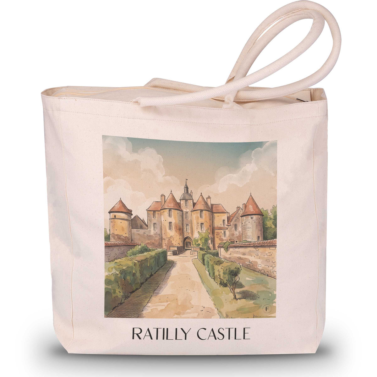 Château de Ratilly Shopping Tasche - Puisaye - Frankreich Tote Bag - Einkaufstasche im Aquarell Stil