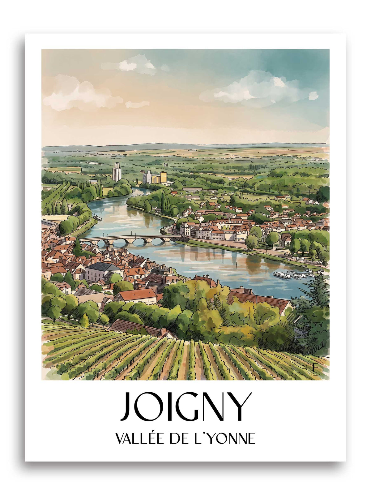 joigny-vallée-de-l'yonne-frankreich-poster-aquarell