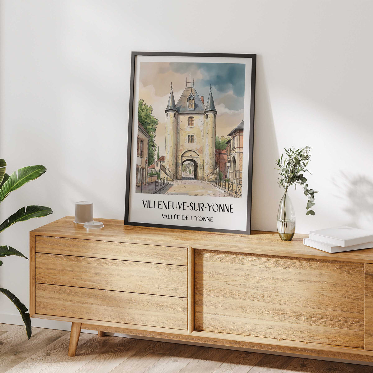 villeneuve-sur-yonne-vallée-de-l'yonne-frankreich-poster-aquarell
