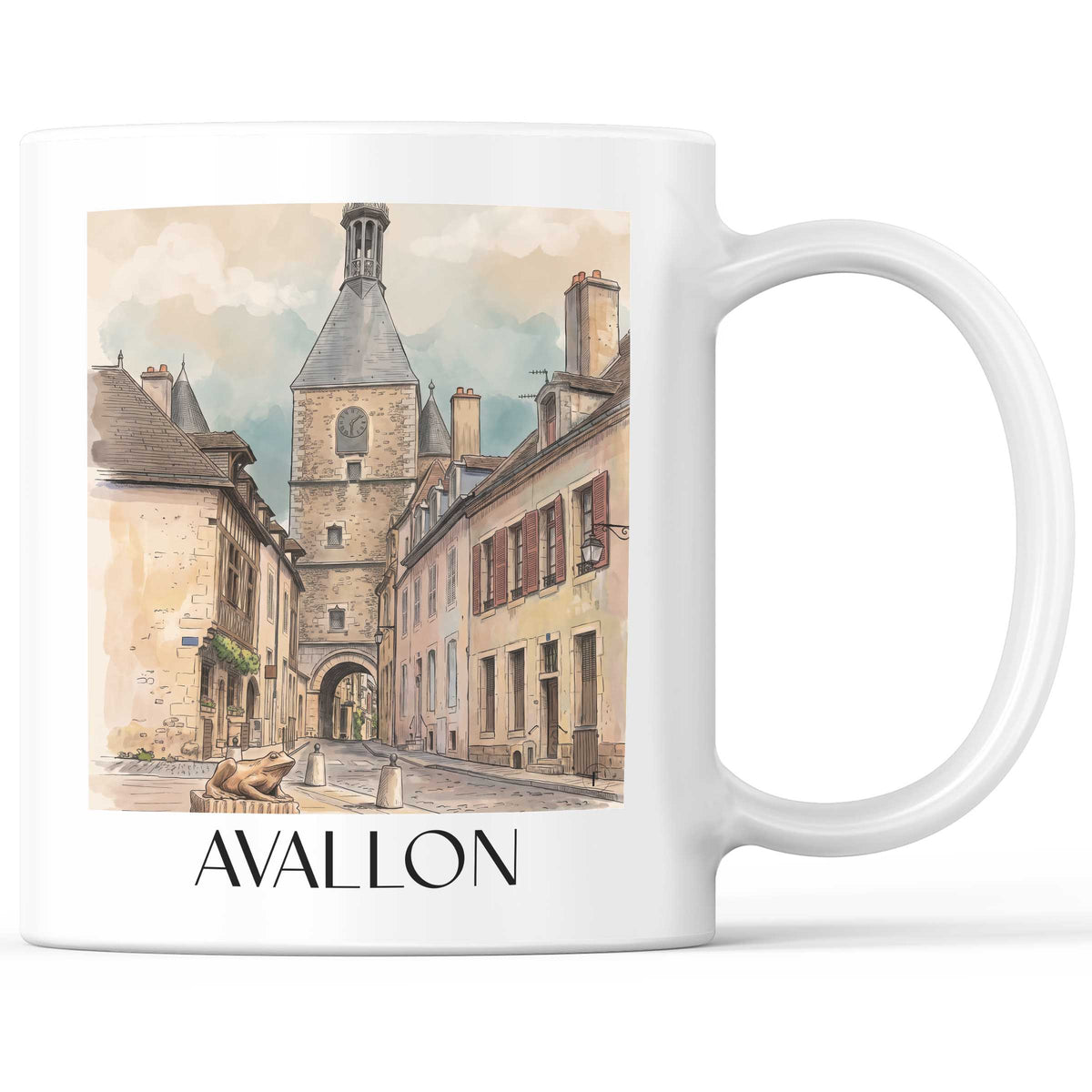 Avallon Kaffeebecher - Morvan - Frankreich Becher - Kaffeetasse im Aquarell Stil