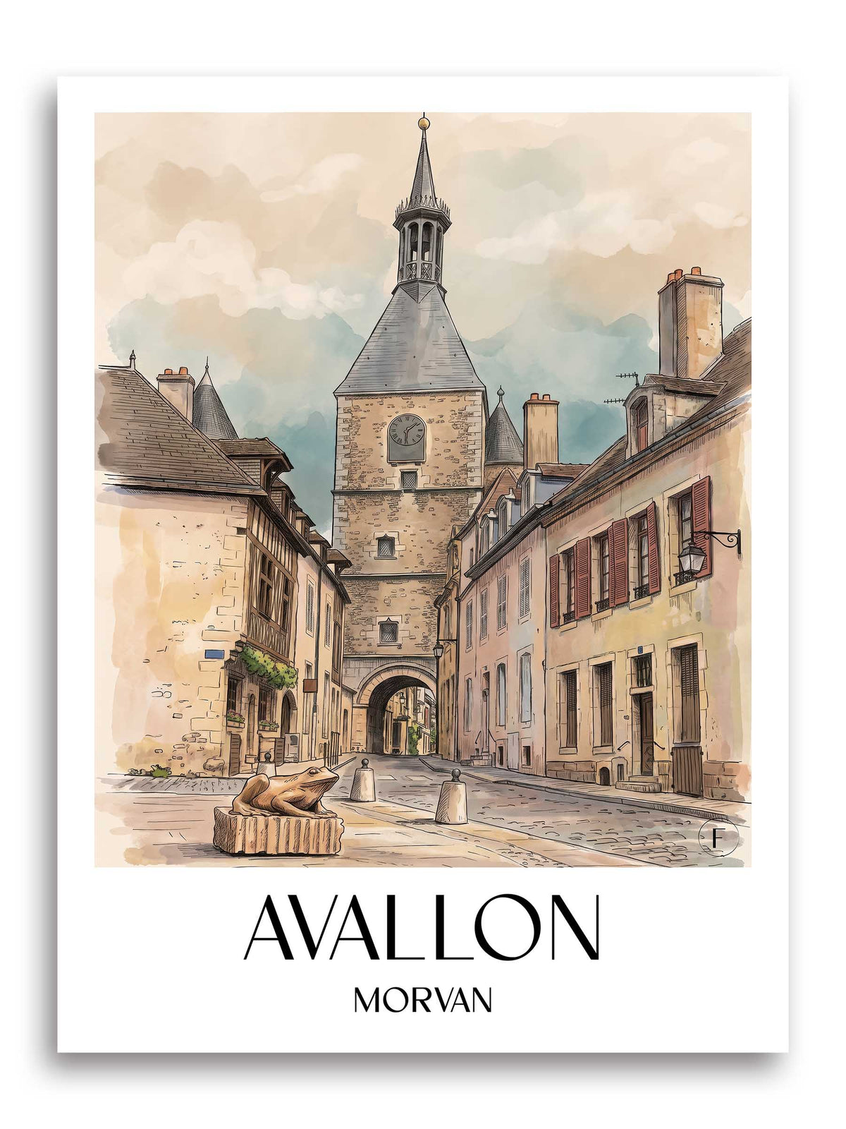 avallon-morvan-frankreich-poster-aquarell