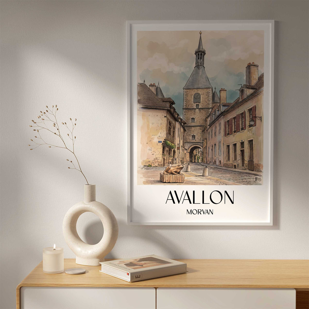 avallon-morvan-frankreich-poster-aquarell