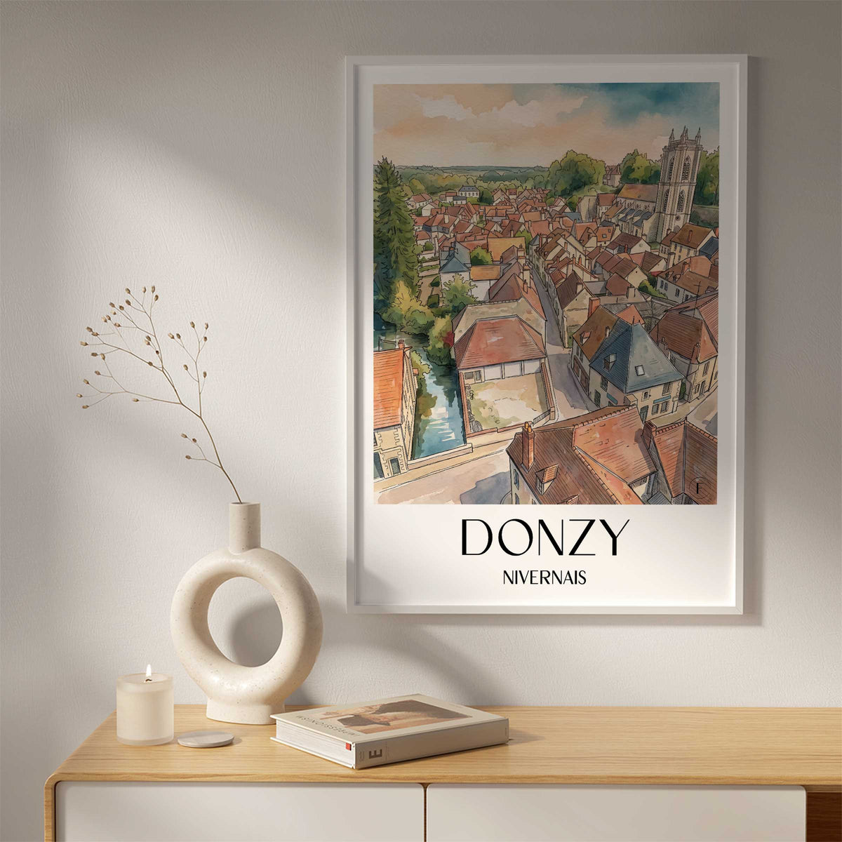 donzy-nivernais-frankreich-poster-aquarell